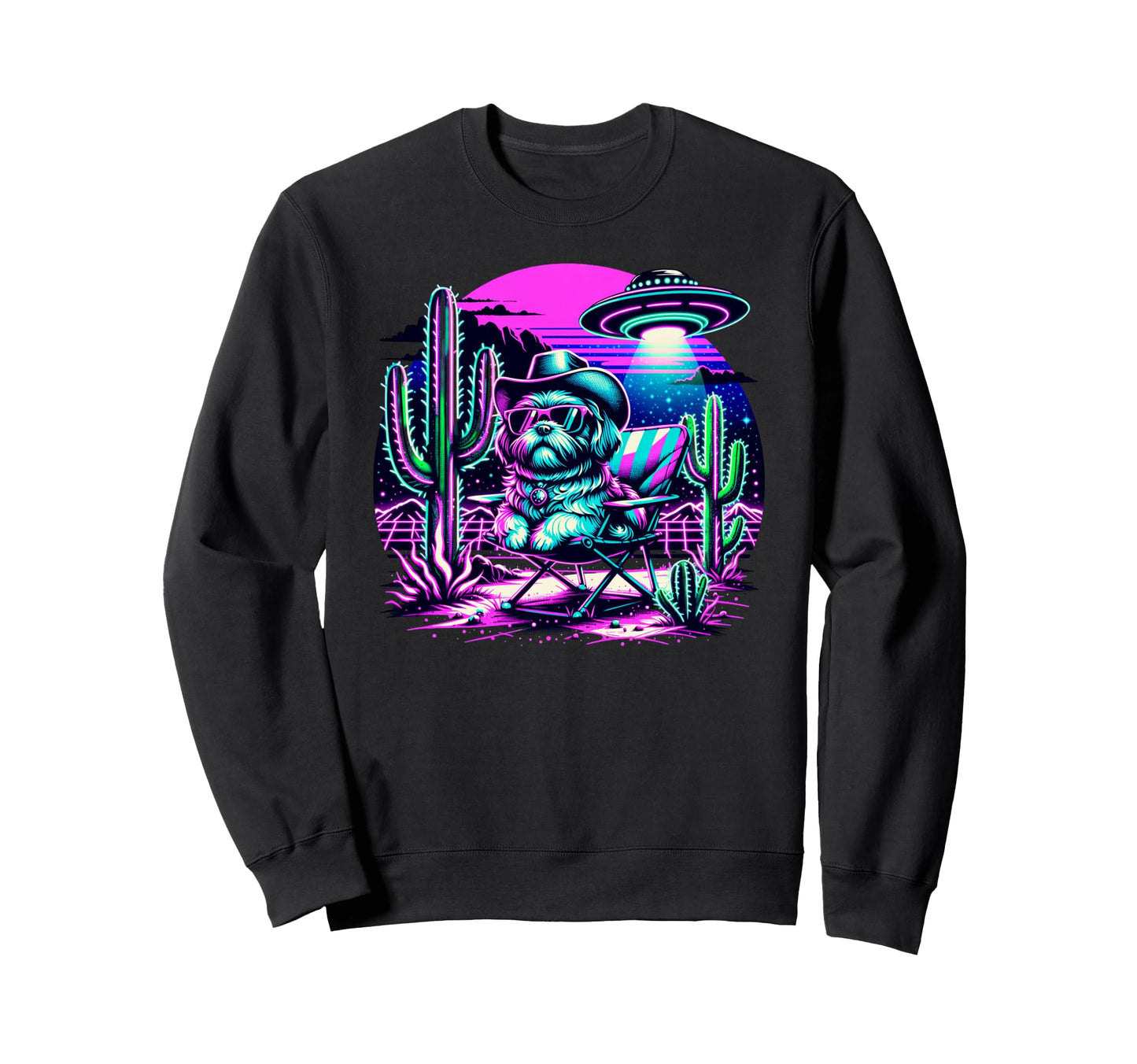 Shih Tzu Cowboys Ufo Western Sweatshirt - Fun Novelty Design Unisex - T-Shirt, Sweatshirt, Hoodie