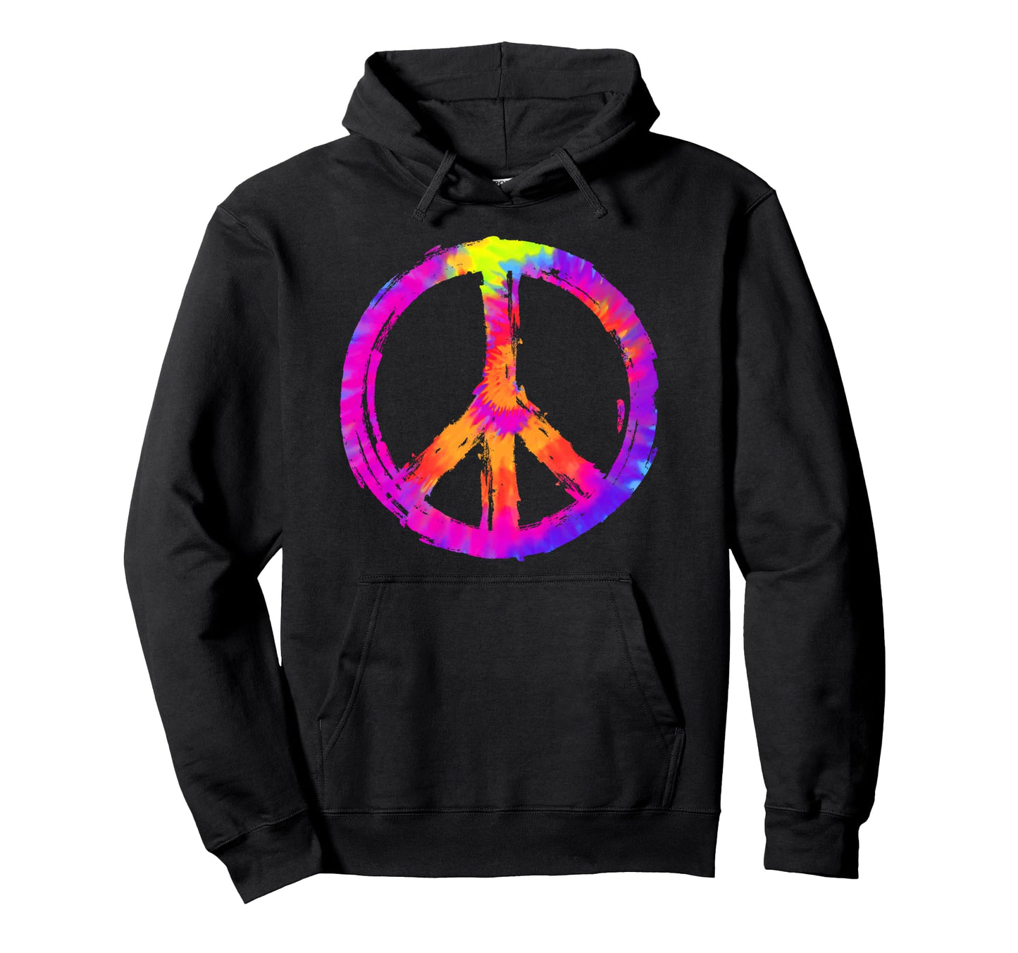 Tie Dye Groovy Peace Sign Hippie Hoodie - Fun Novelty Design for Adults - T-Shirt, Sweatshirt, Hoodie