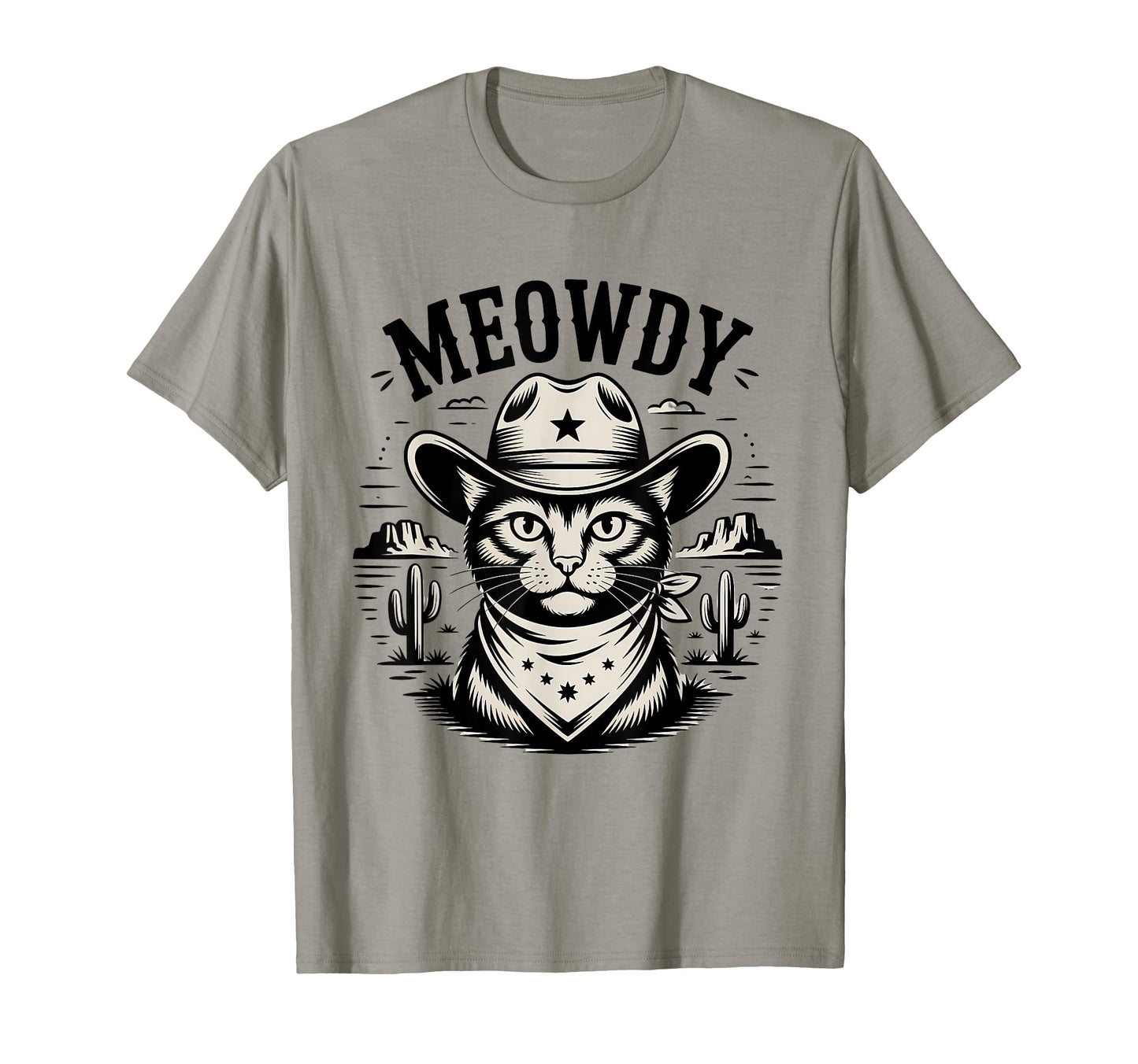 Meowdy Cat Country Western Funny T-Shirt - Custom Art Print for Adults - T-Shirt, Sweatshirt, Hoodie