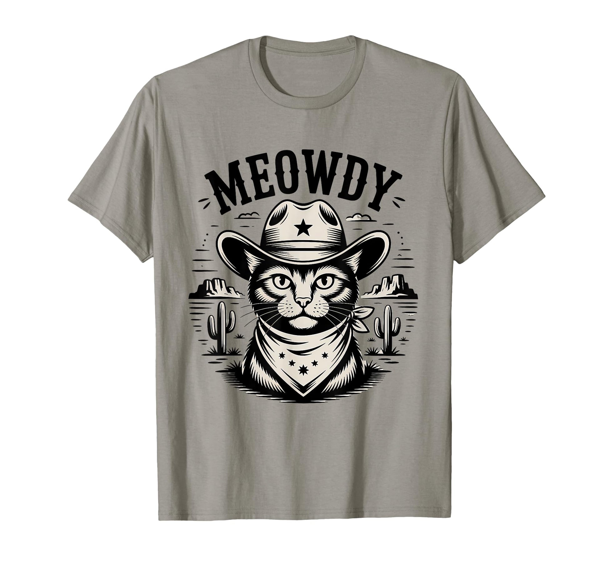 Meowdy Cat Country Western Funny T-Shirt - Custom Art Print for Adults - T-Shirt, Sweatshirt, Hoodie