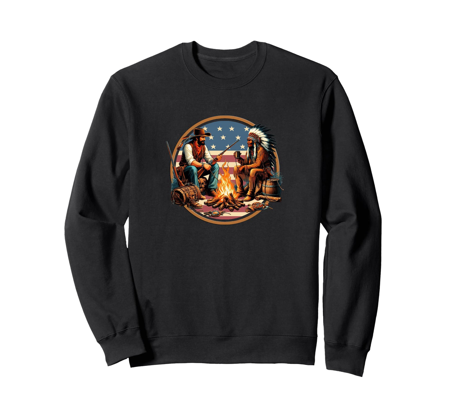 Cowboy Native American Indian Sweatshirt - Unique Graphic Men Women - T-Shirt, Sweatshirt, Hoodie