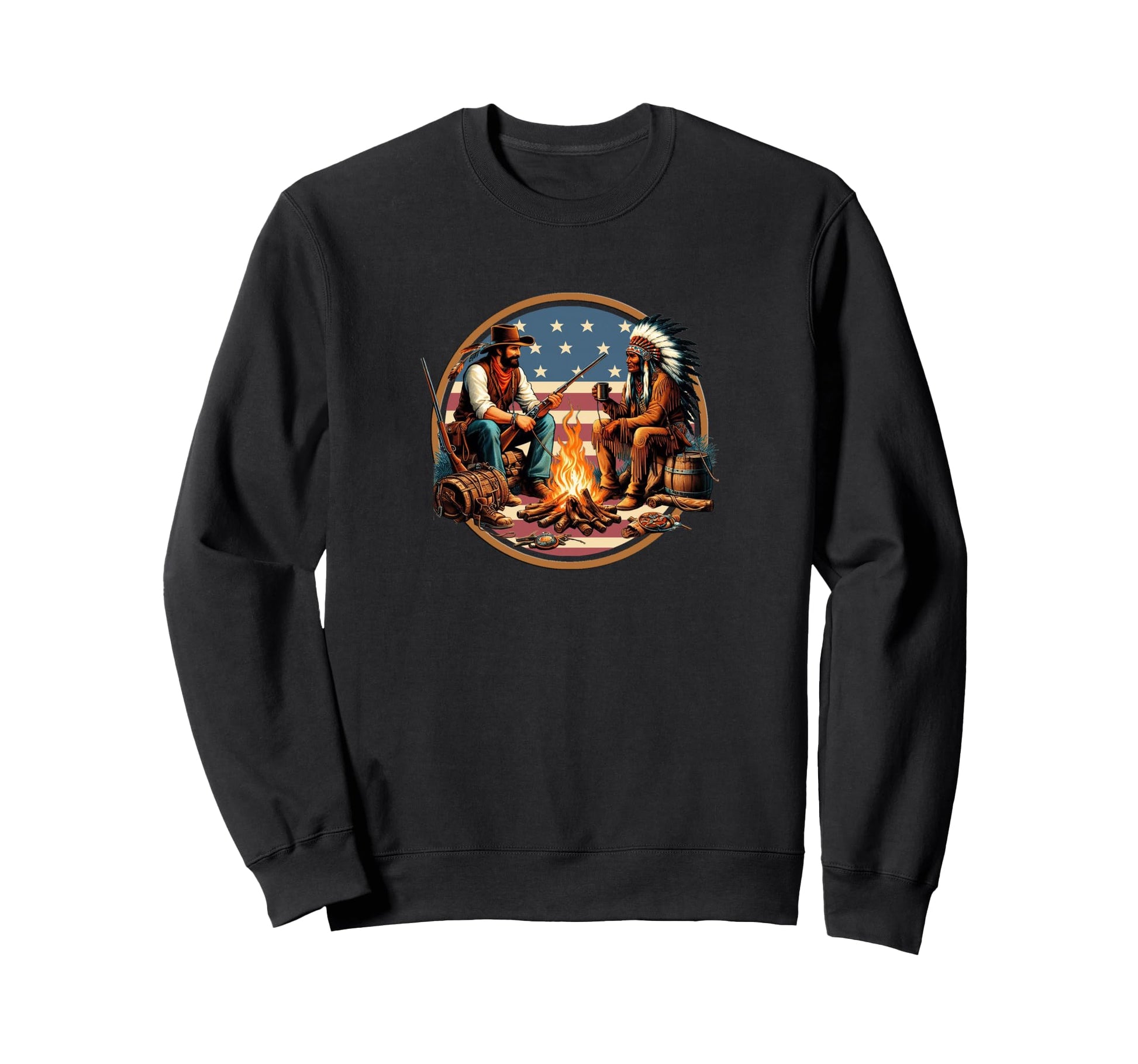 Cowboy Native American Indian Sweatshirt - Unique Graphic Men Women - T-Shirt, Sweatshirt, Hoodie