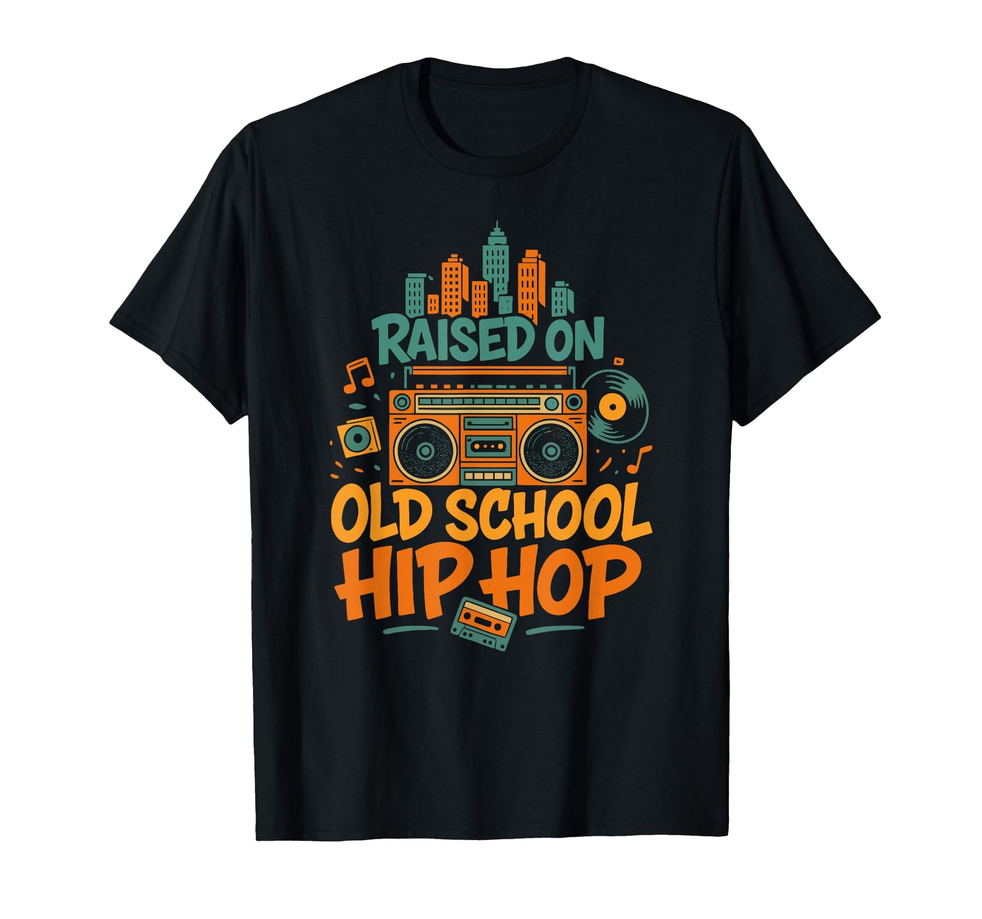 Raised Old School Hip Hop Boombox T-Shirt - Aesthetic Graphic Men Women - T-Shirt, Sweatshirt, Hoodie