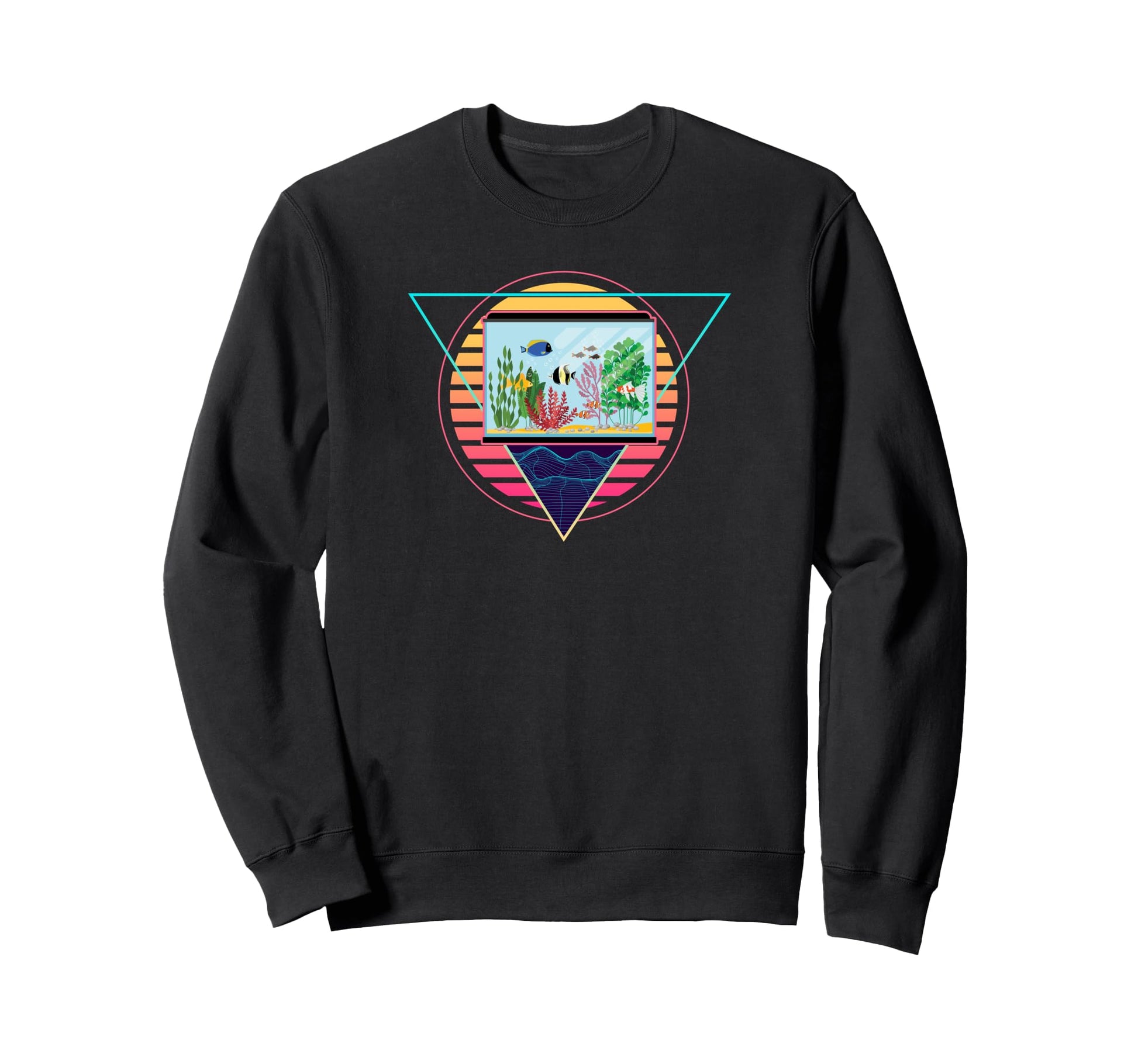 Futuristic Fish Tank Synthwave Sweatshirt - Custom Art Print for Adults - T-Shirt, Sweatshirt, Hoodie