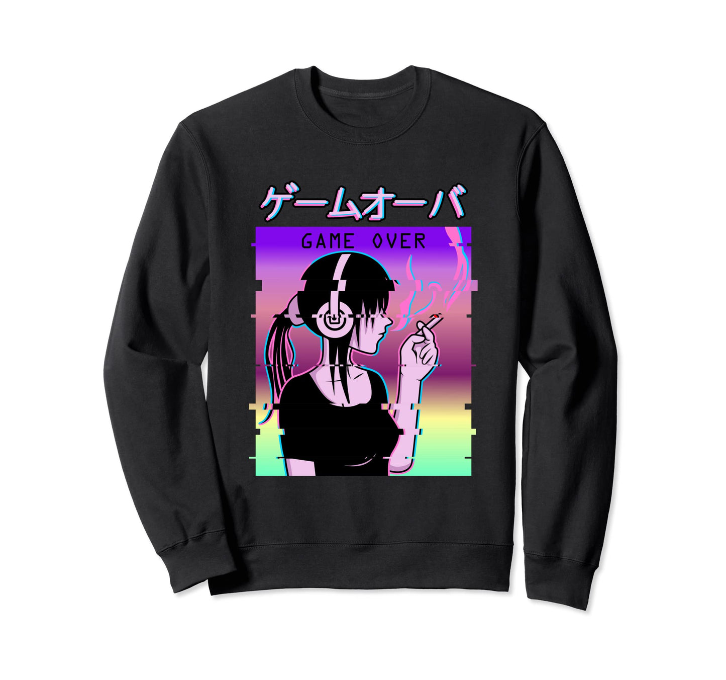 Sad Anime Vaporwave Japanese Sweatshirt - Novelty Apparel for Adults - T-Shirt, Sweatshirt, Hoodie