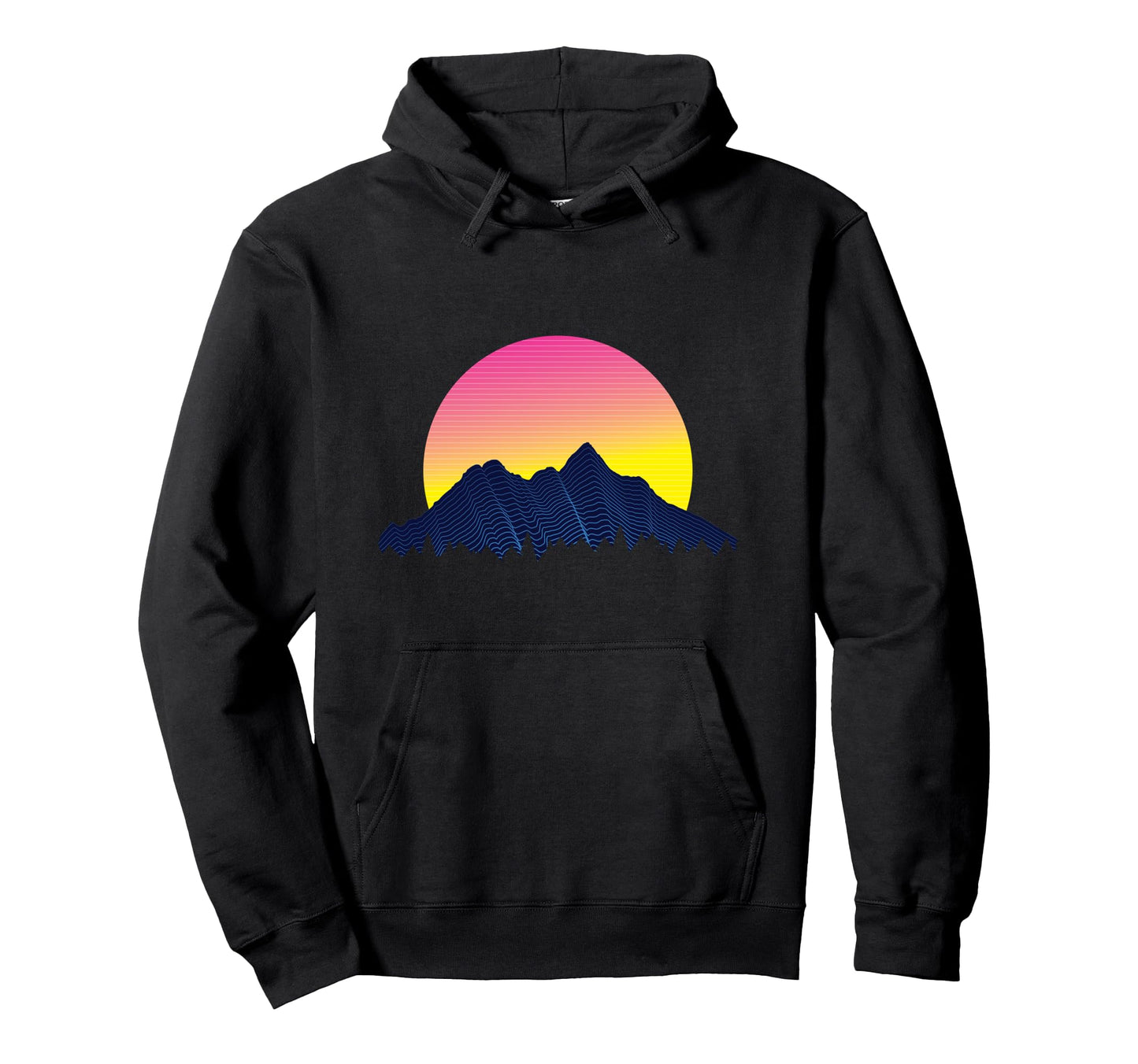 Vaporwave Aesthetic Sunset Mountains Hoodie - Trendy Graphic Men Women - T-Shirt, Sweatshirt, Hoodie