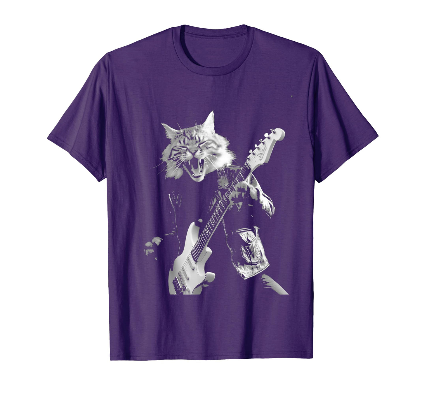 Rock Cat Playing Guitar Funny Guitar Cat T-Shirt - Streetwear Style Unisex - T-Shirt, Sweatshirt, Hoodie
