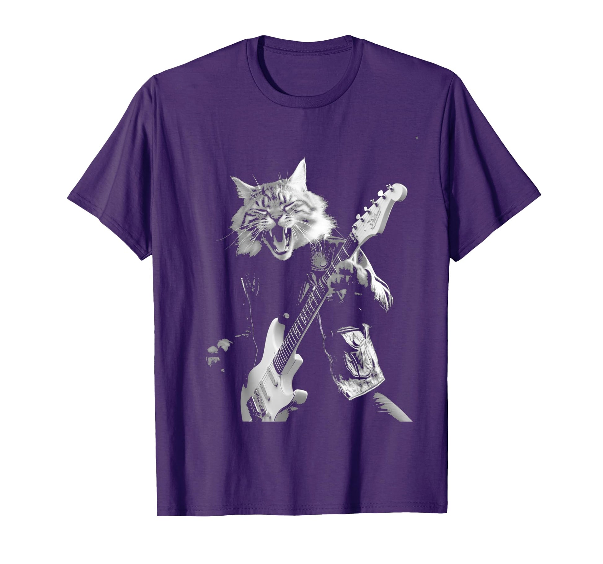 Rock Cat Playing Guitar Funny Guitar Cat T-Shirt - Streetwear Style Unisex - T-Shirt, Sweatshirt, Hoodie