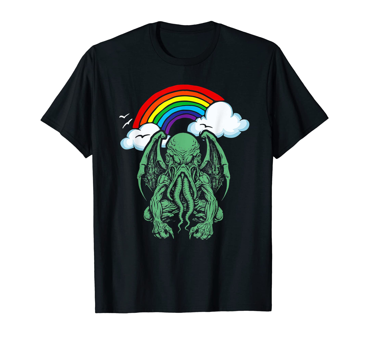 Happy Cthulhu Sarcastic Funny Monster T-Shirt - Custom Art Print Unisex - T-Shirt, Sweatshirt, Hoodie
