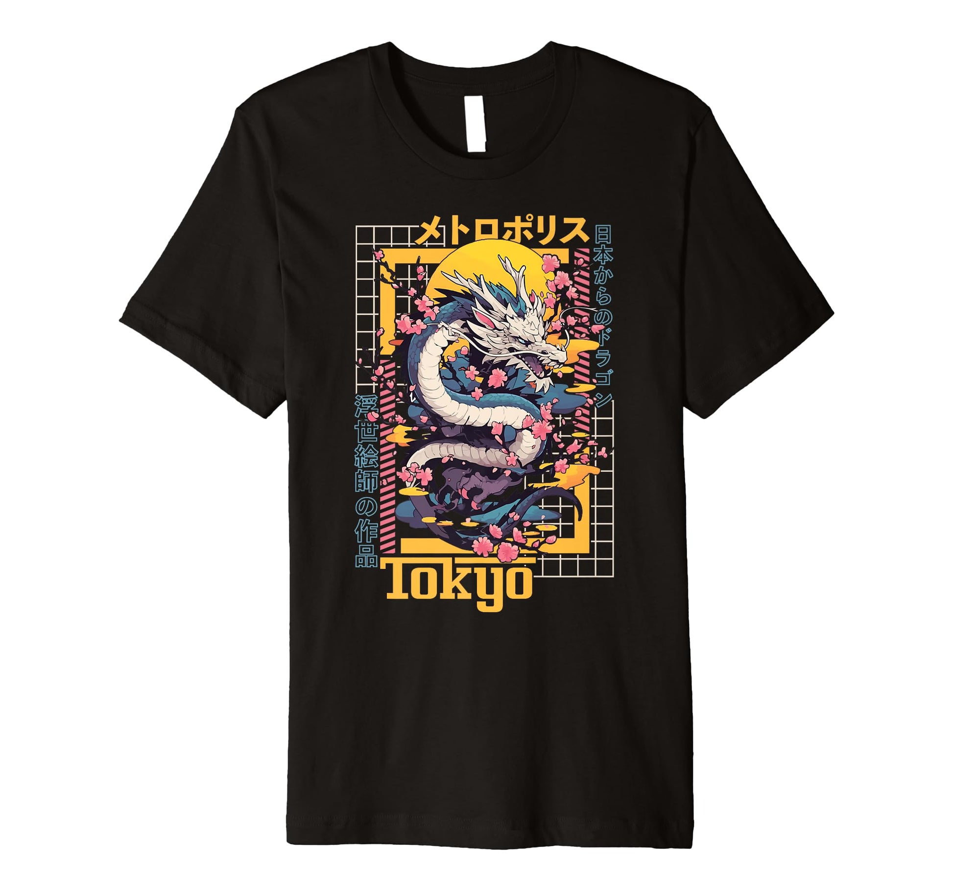 Tokyo City Synthwave 80S Dragon Asian T-Shirt - Trendy Graphic Unisex - T-Shirt, Sweatshirt, Hoodie