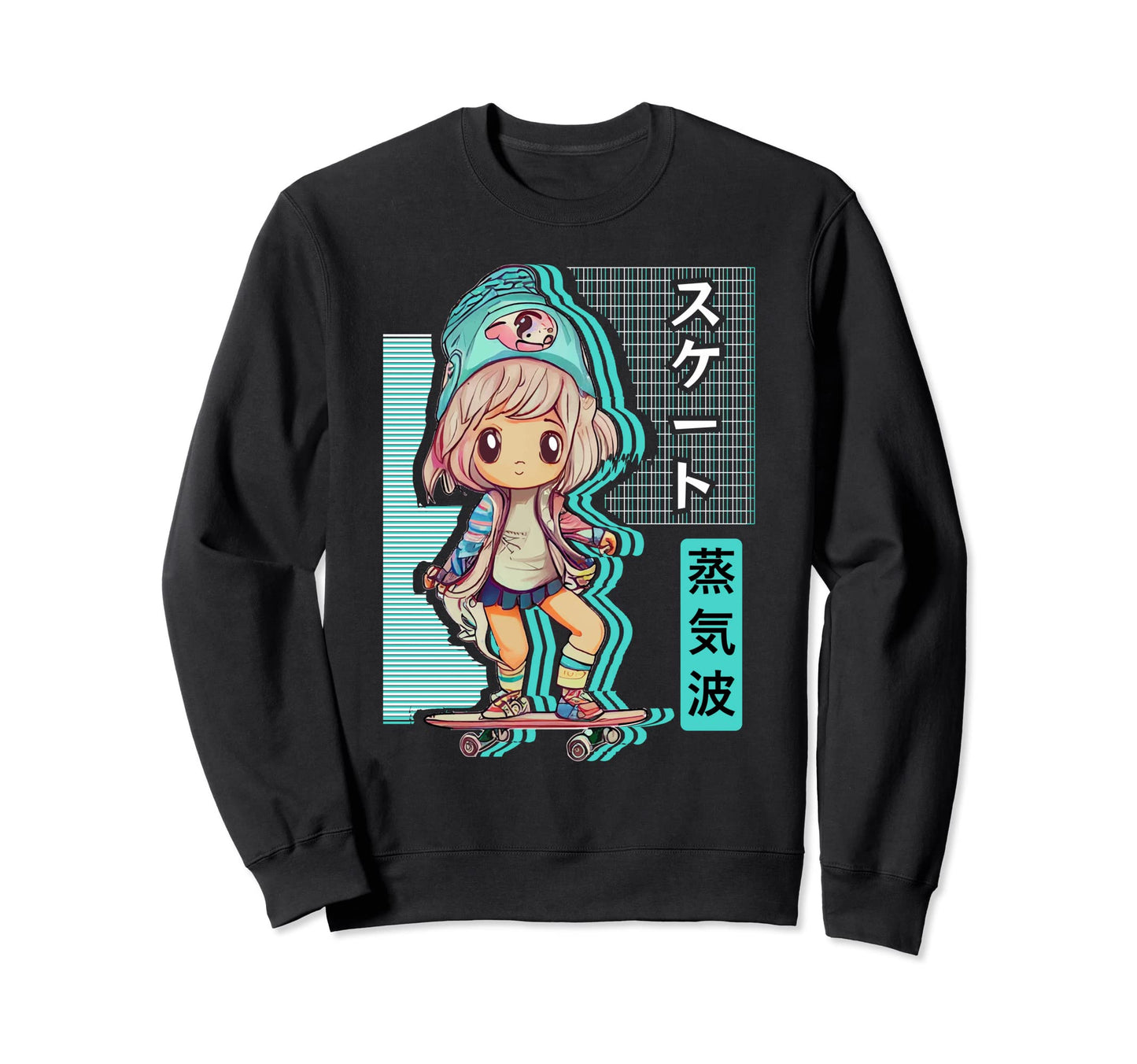 Skater Chibi Anime Skateboard Japanese Sweatshirt - Novelty Apparel Unisex - T-Shirt, Sweatshirt, Hoodie