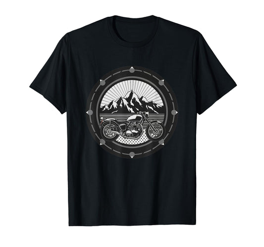 Black White Motorcycle T-Shirt - Minimalist Print for Adults - T-Shirt, Sweatshirt, Hoodie