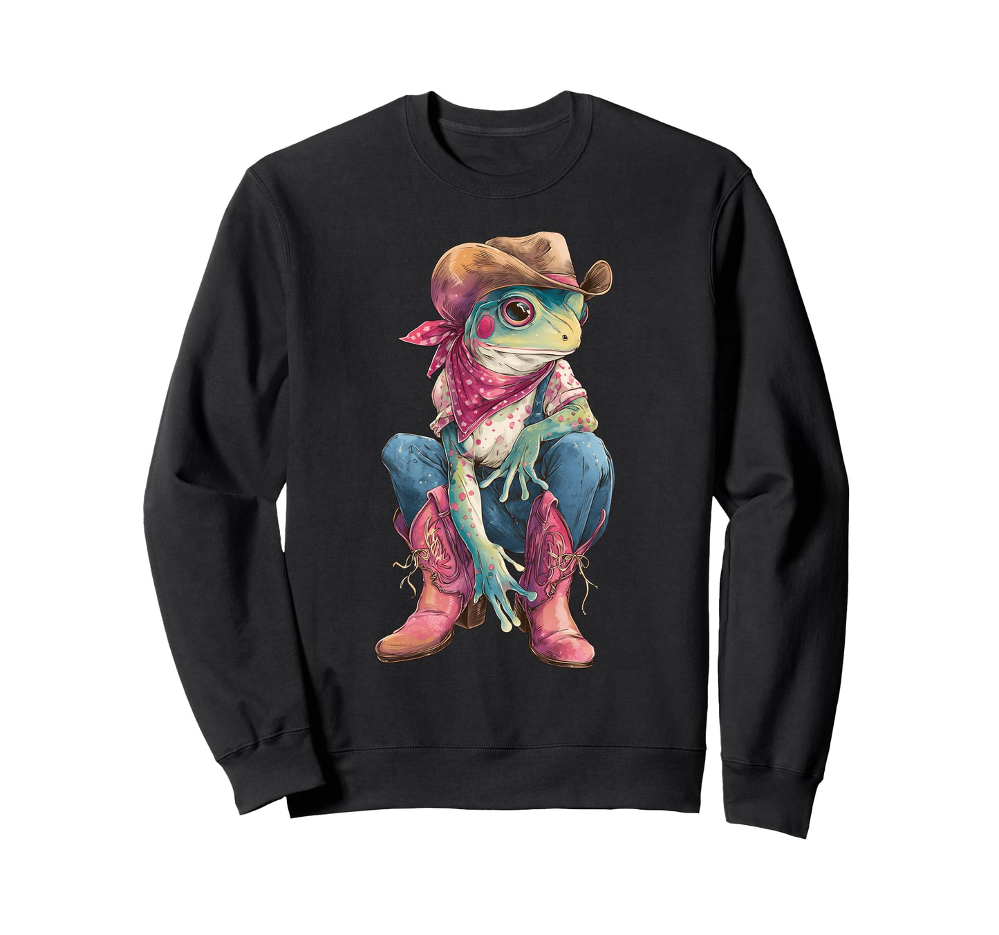 Country Cowboy Frog Toad Rodeo Sweatshirt - Custom Art Print Unisex - T-Shirt, Sweatshirt, Hoodie