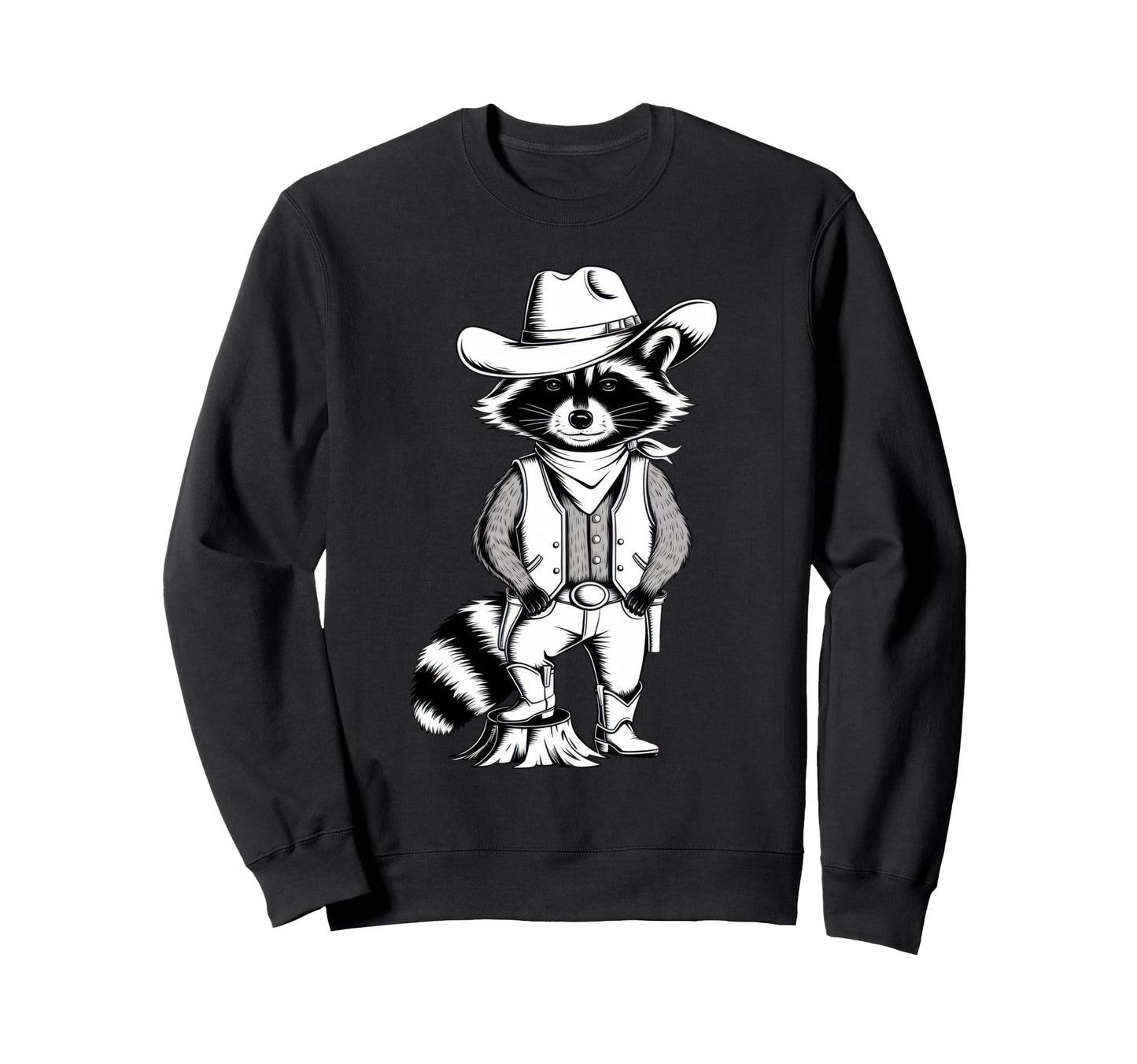 Raccoon Cowboy Cowgirl Trash Panda Sweatshirt - Streetwear Style Unisex - T-Shirt, Sweatshirt, Hoodie