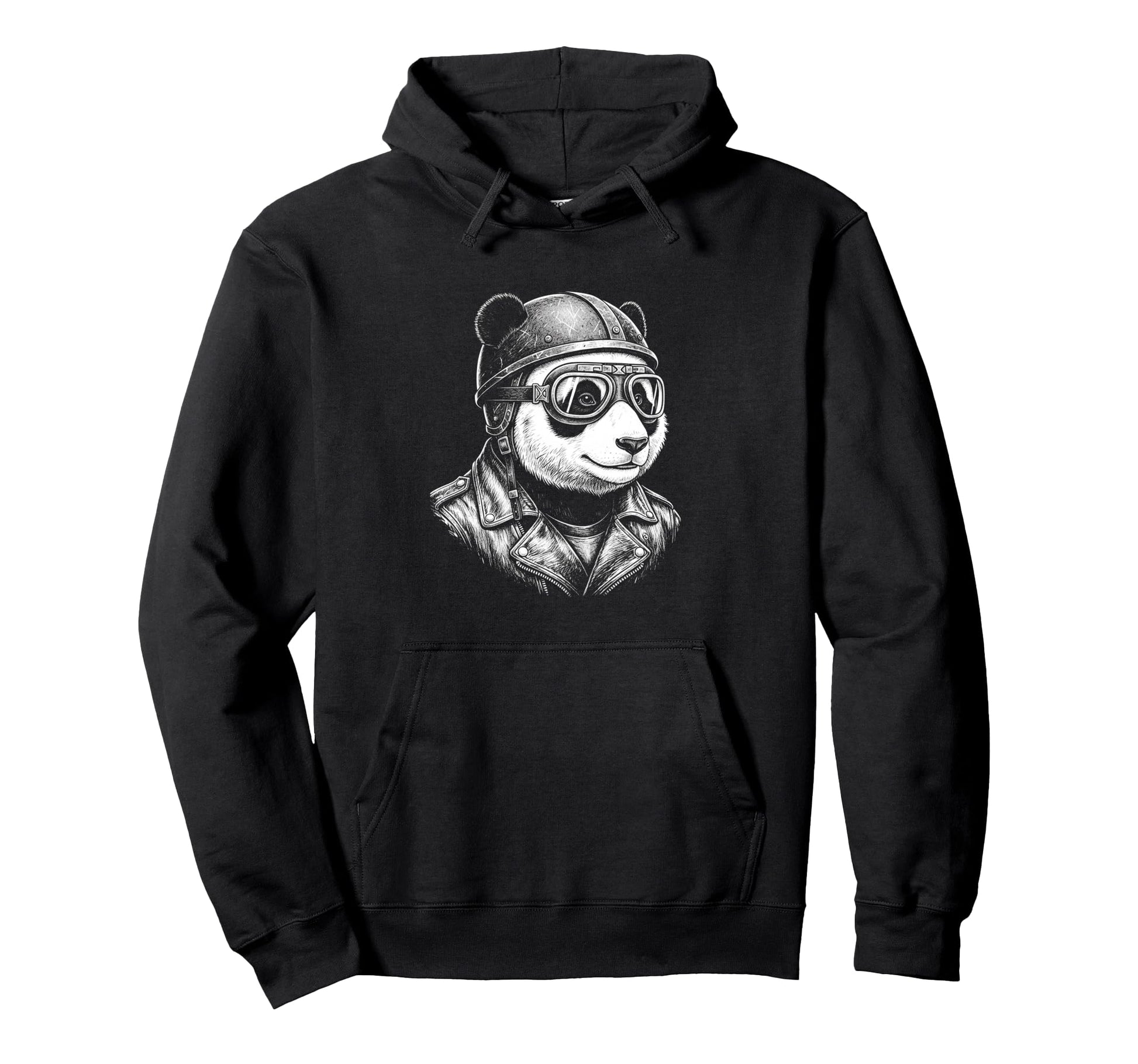 Animal Biker Panda Motorcycle Rider Hoodie - Custom Art Print Unisex - T-Shirt, Sweatshirt, Hoodie