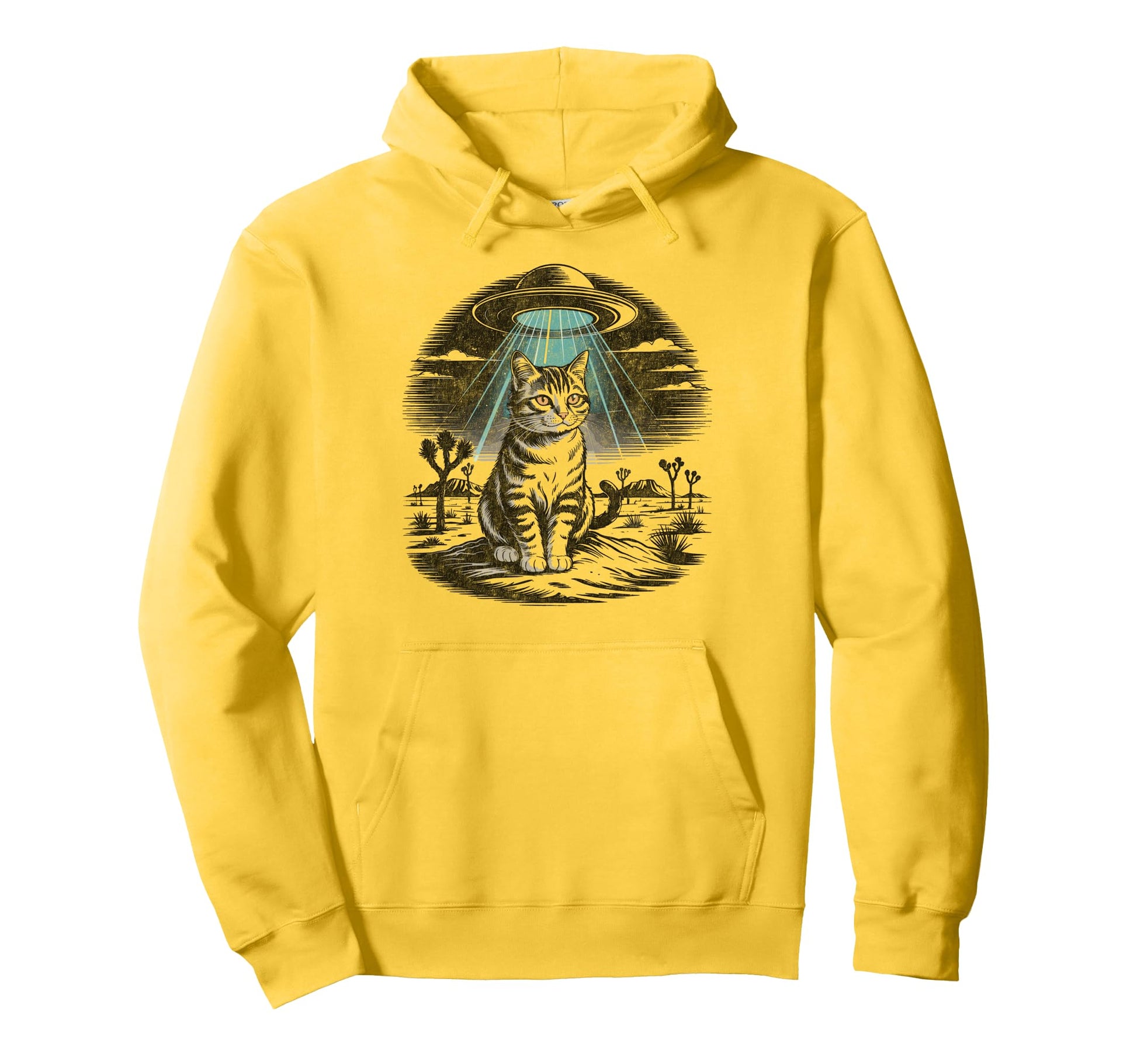 Funny Cat Western Ufo Cowboy Cat Hoodie - Trendy Graphic Unisex - T-Shirt, Sweatshirt, Hoodie