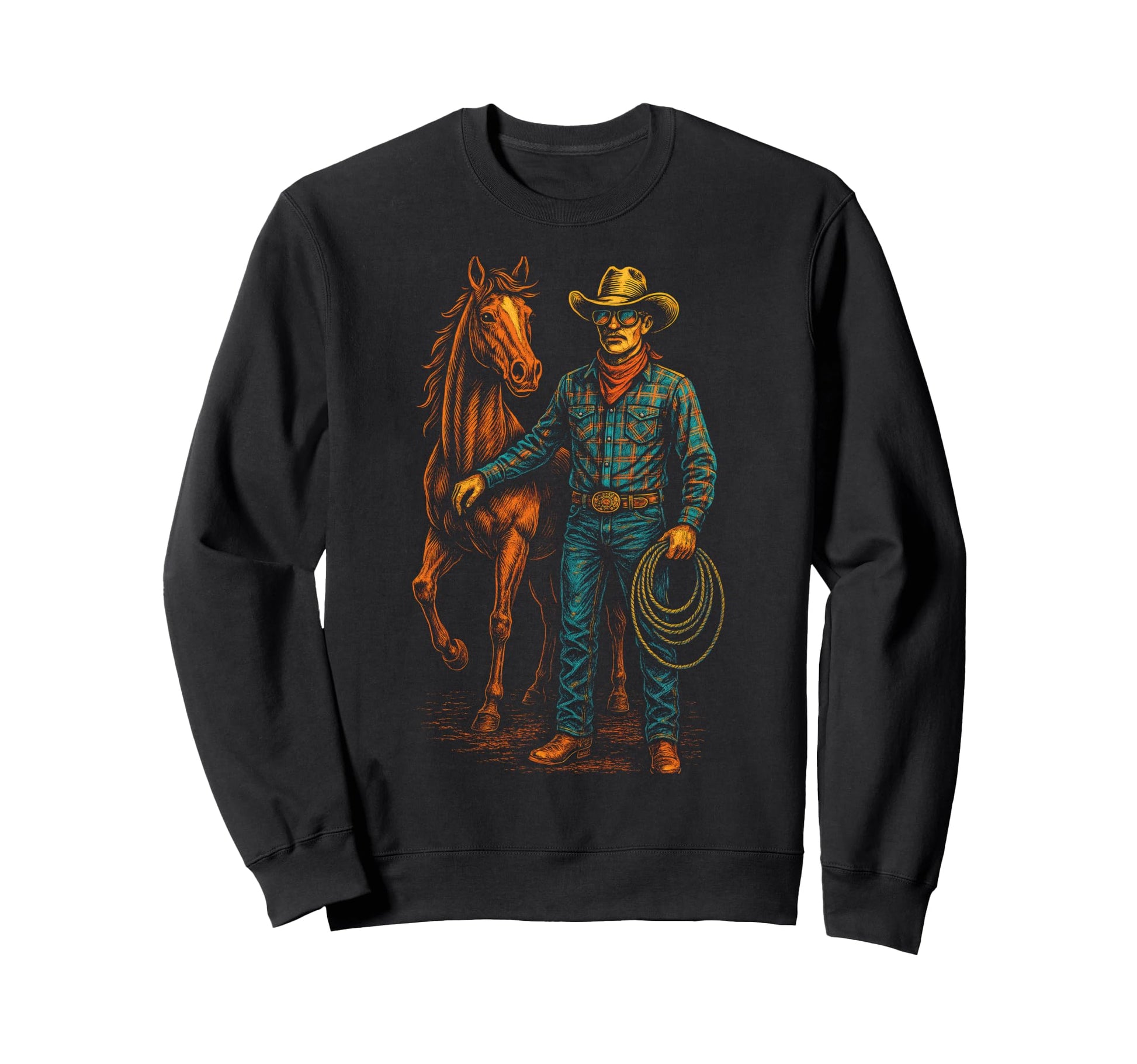 Cowboy Horse Wild West Art Sweatshirt - Casual Everyday Wear Unisex - T-Shirt, Sweatshirt, Hoodie