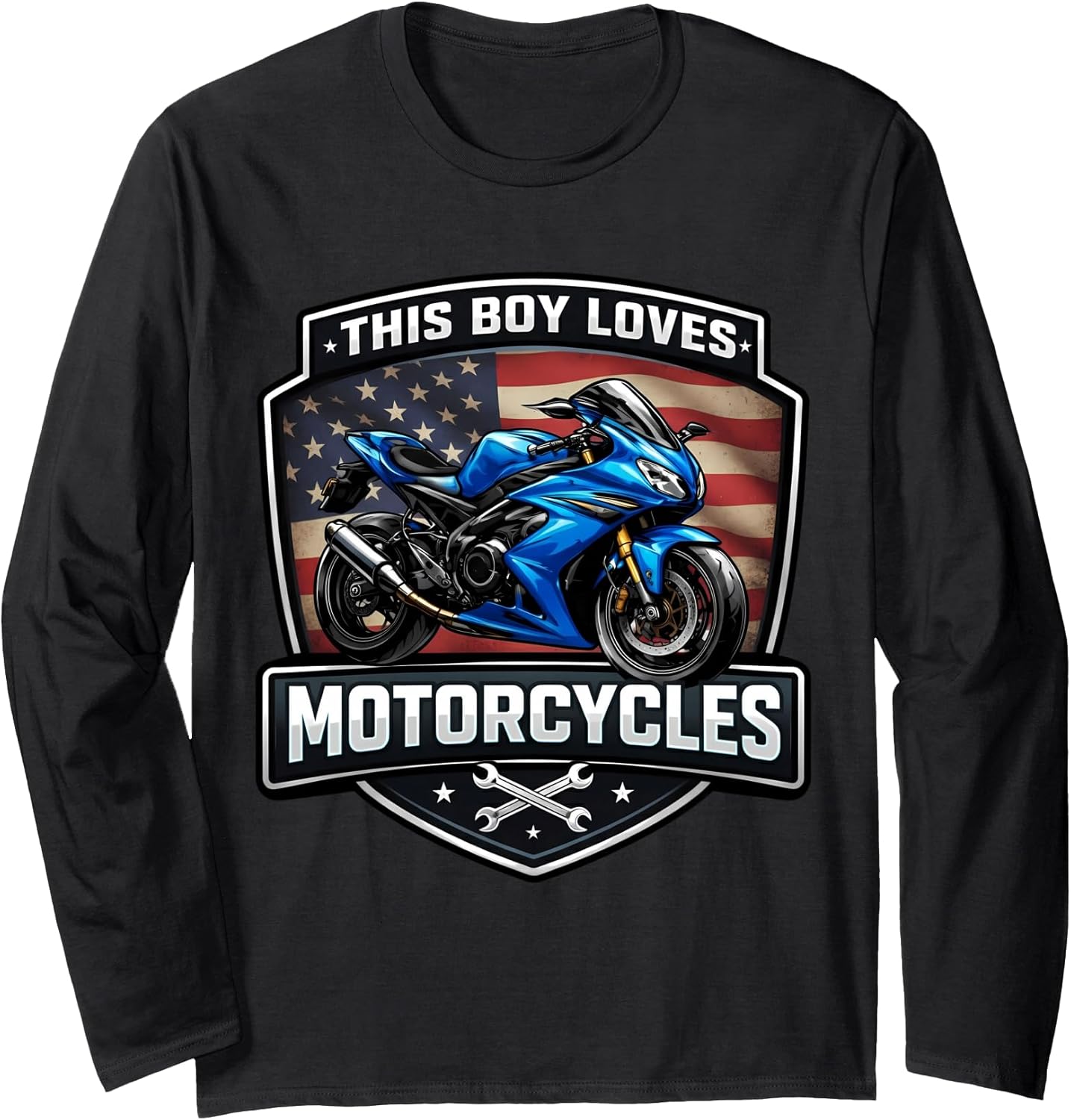 This Boy Loves Motorcycles Street USA Merch - Adult & Kids T-Shirts, Sweatshirts & Hoodies apparel design preview 1