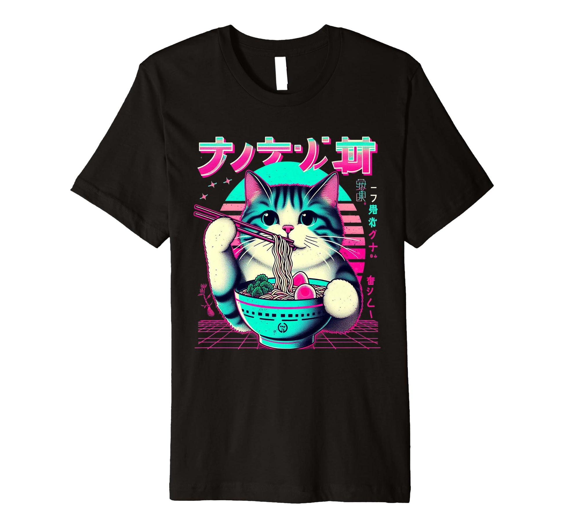Ramen Cat Vaporwave Japanese Aesthetic T-Shirt - Streetwear Style Unisex - T-Shirt, Sweatshirt, Hoodie