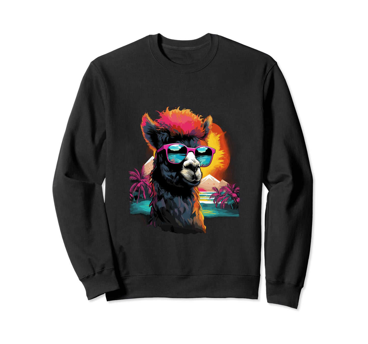 Funny Alpaca Vaporwave Sweatshirt - Casual Everyday Wear for Adults - T-Shirt, Sweatshirt, Hoodie