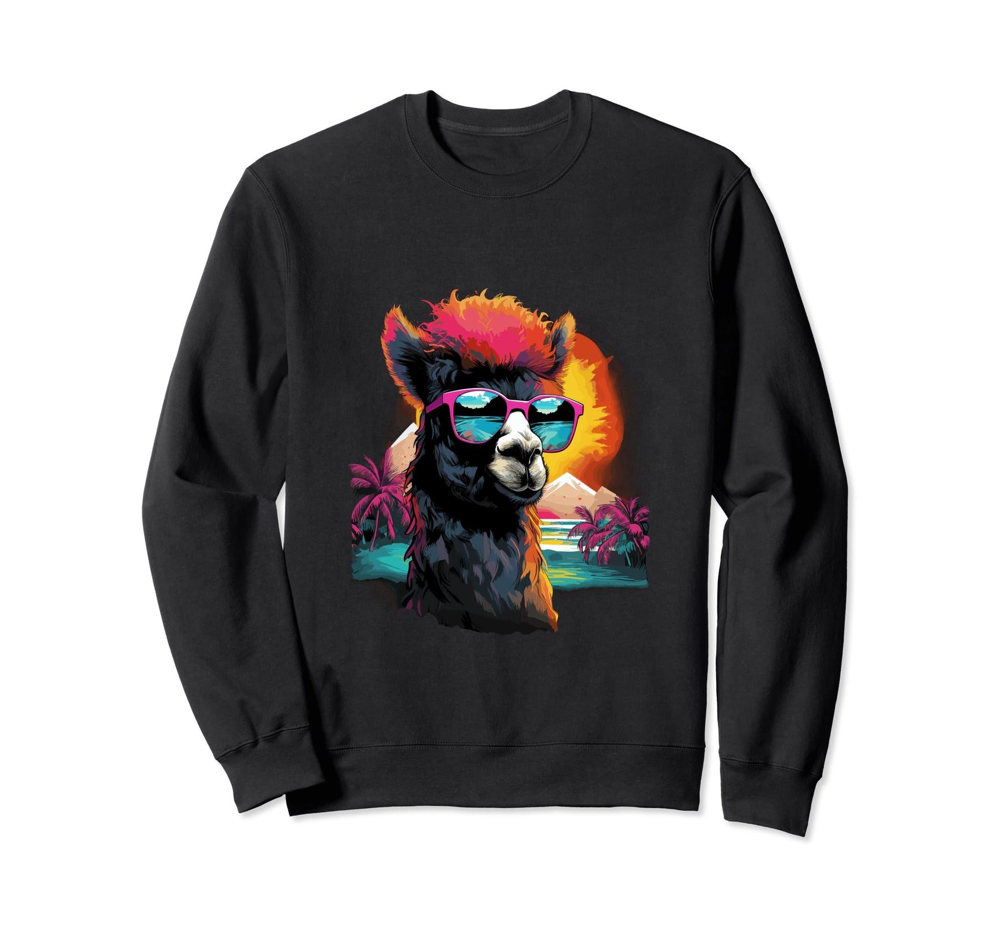 Funny Alpaca Vaporwave Sweatshirt - Casual Everyday Wear for Adults - T-Shirt, Sweatshirt, Hoodie