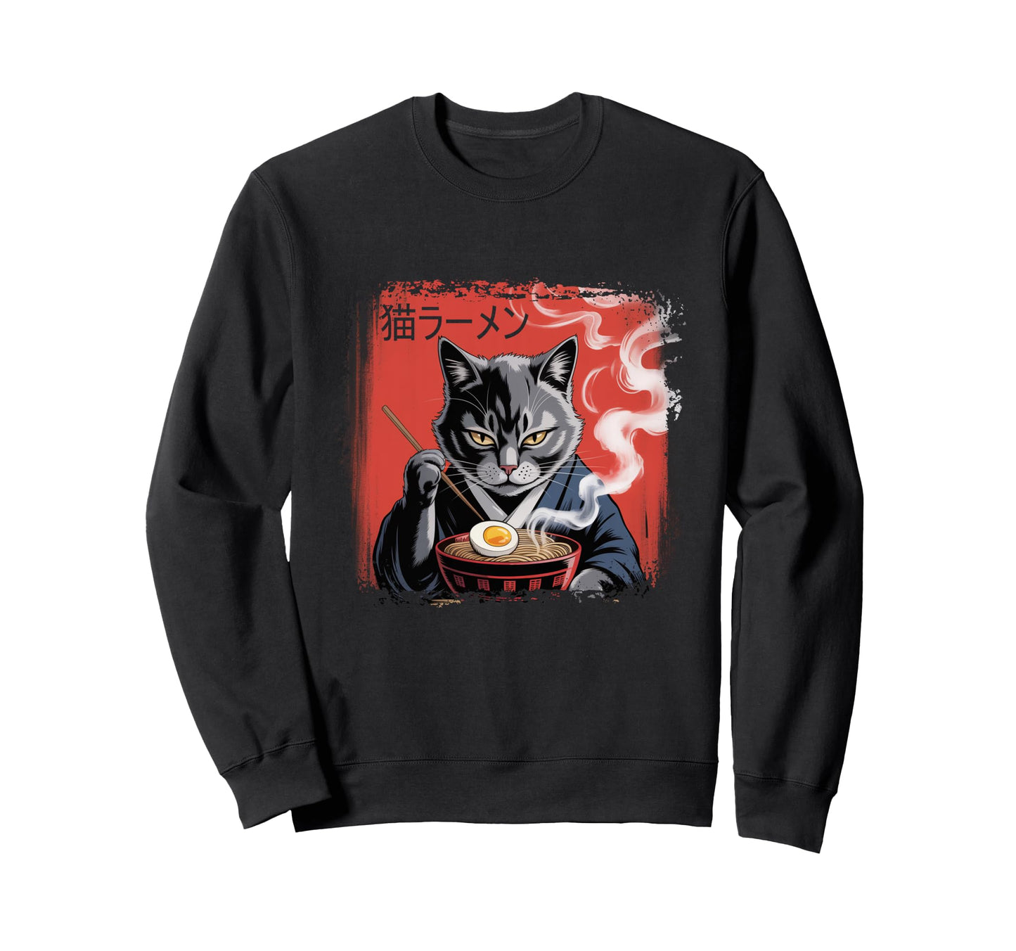 Japanese Cat Ramen Samurai Aesthetic Sweatshirt - Streetwear Style Unisex - T-Shirt, Sweatshirt, Hoodie