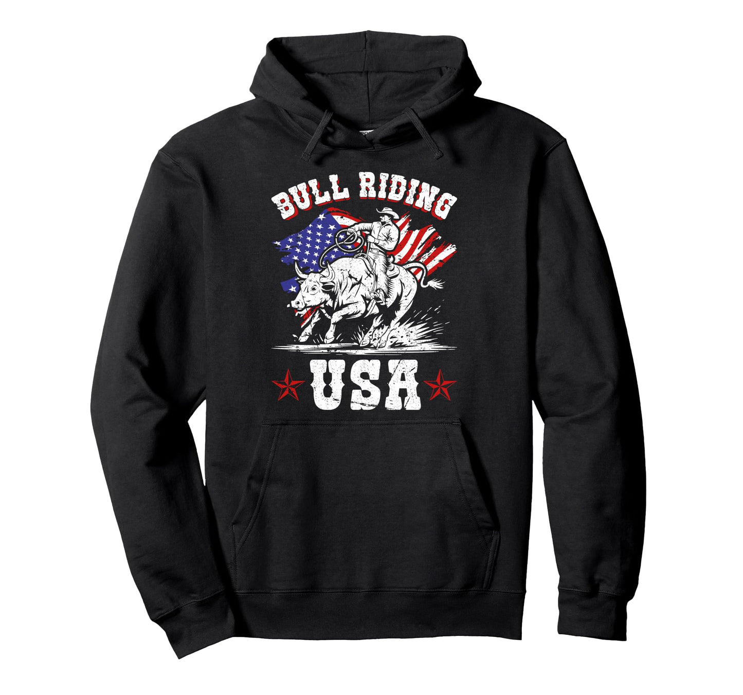 Bull Riding Usa Flag Western Country Hoodie - Minimalist Print Unisex - T-Shirt, Sweatshirt, Hoodie