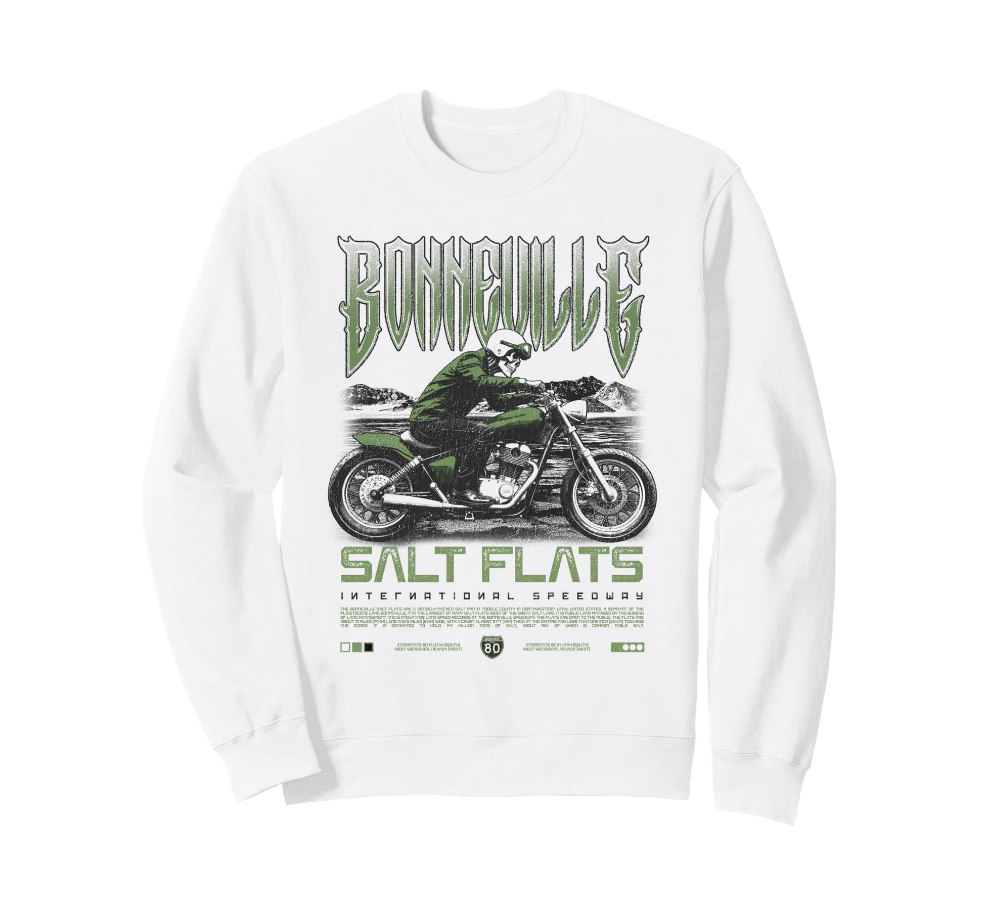 Bonneville Salt Flats Motorcycle Sweatshirt - Aesthetic Graphic Men Women - T-Shirt, Sweatshirt, Hoodie