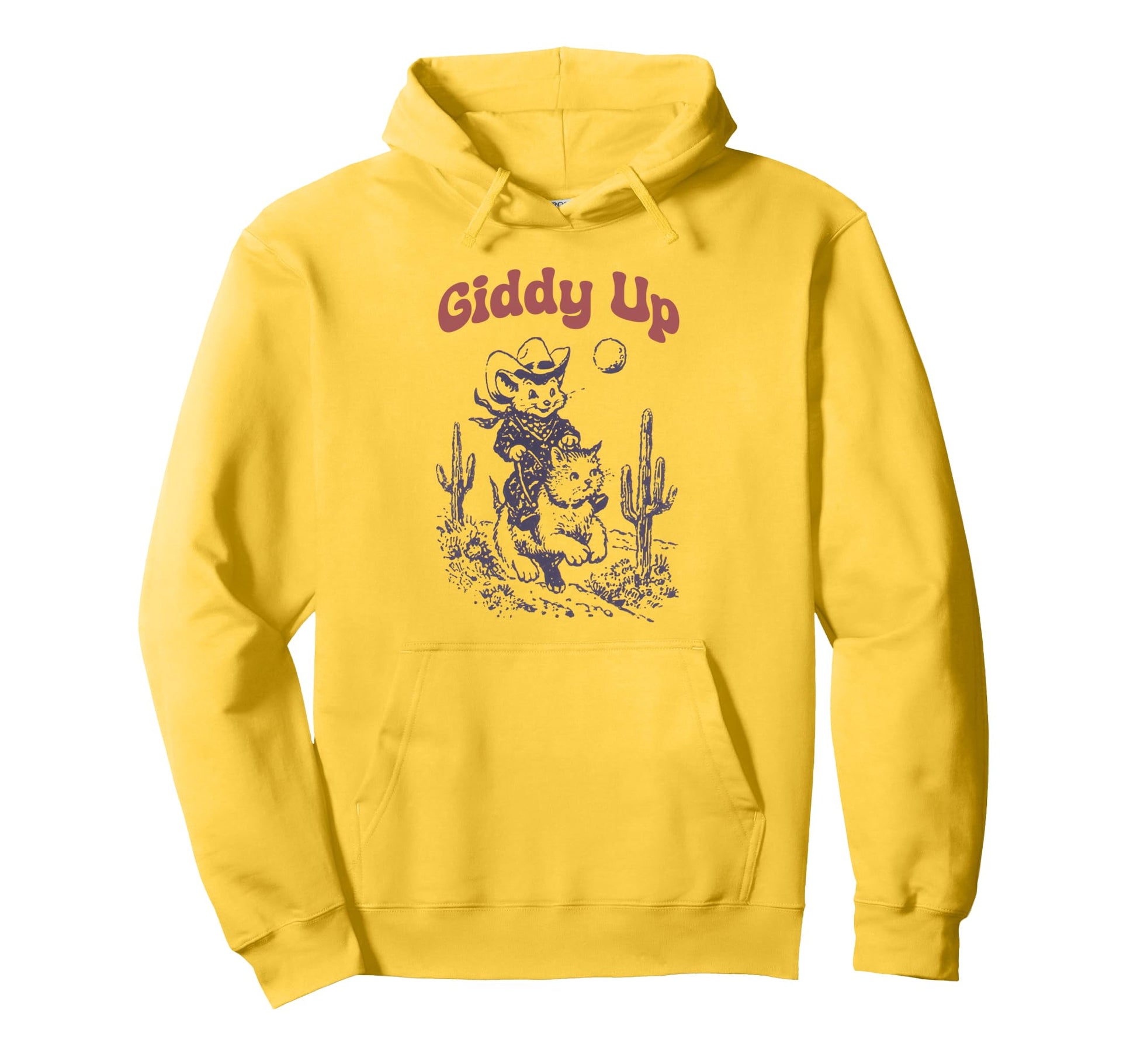 Cowboy Mouse Riding Cat Western Rodeo Hoodie - Graphic Print Men Women - T-Shirt, Sweatshirt, Hoodie