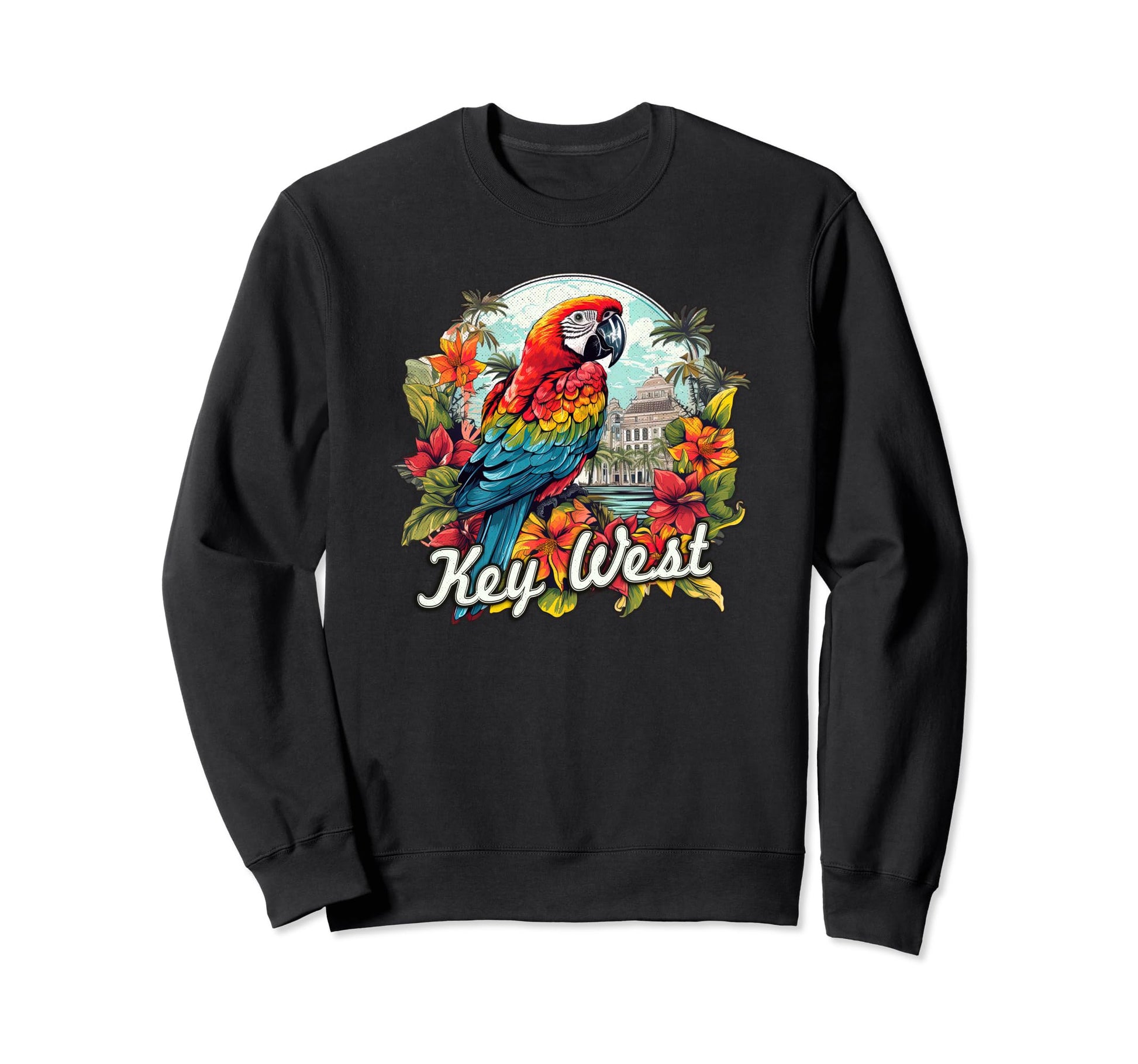 70S Key West Parrot Historic Sweatshirt - Custom Art Print Unisex - T-Shirt, Sweatshirt, Hoodie