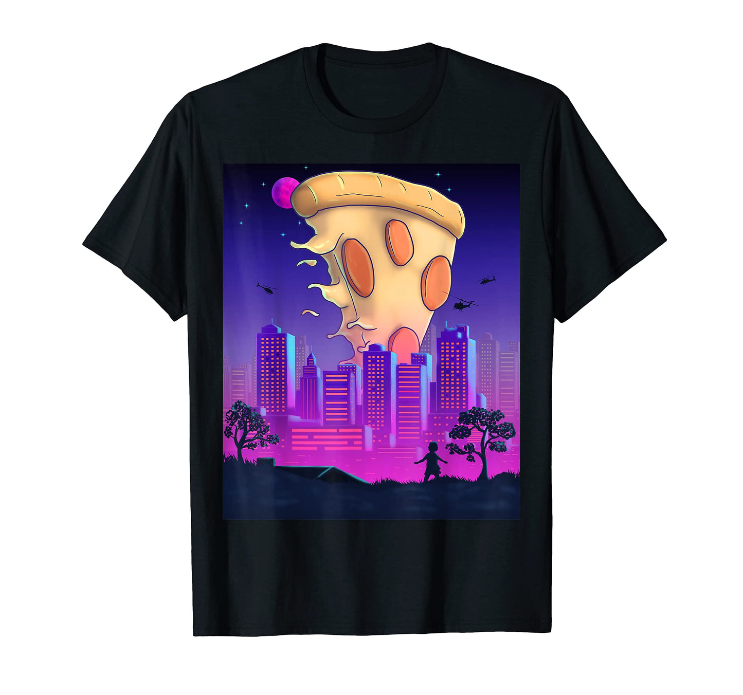Giant Pizza Vaporwave Synthwave T-Shirt - Fun Novelty Design Unisex - T-Shirt, Sweatshirt, Hoodie