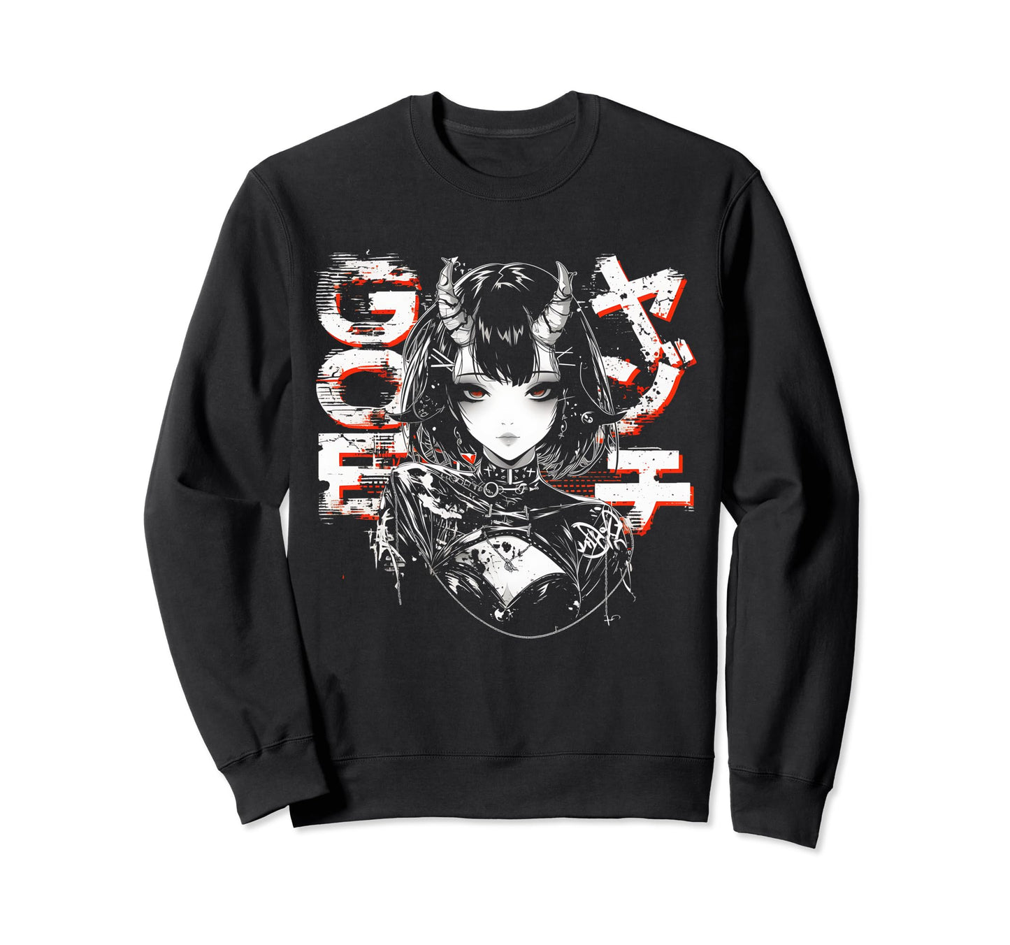 Anime Goth Grunge Demon Waifu Sweatshirt - Aesthetic Graphic for Adults - T-Shirt, Sweatshirt, Hoodie