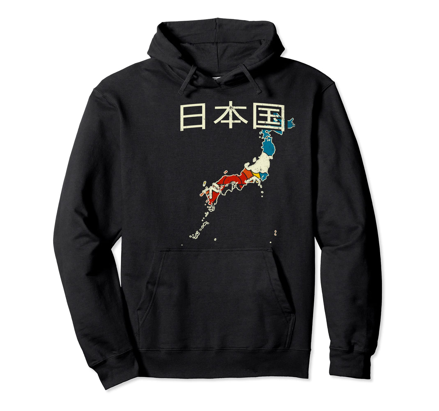 Japan Japanese Country Rainbow 70S Map Hoodie - Trendy Graphic Unisex - T-Shirt, Sweatshirt, Hoodie