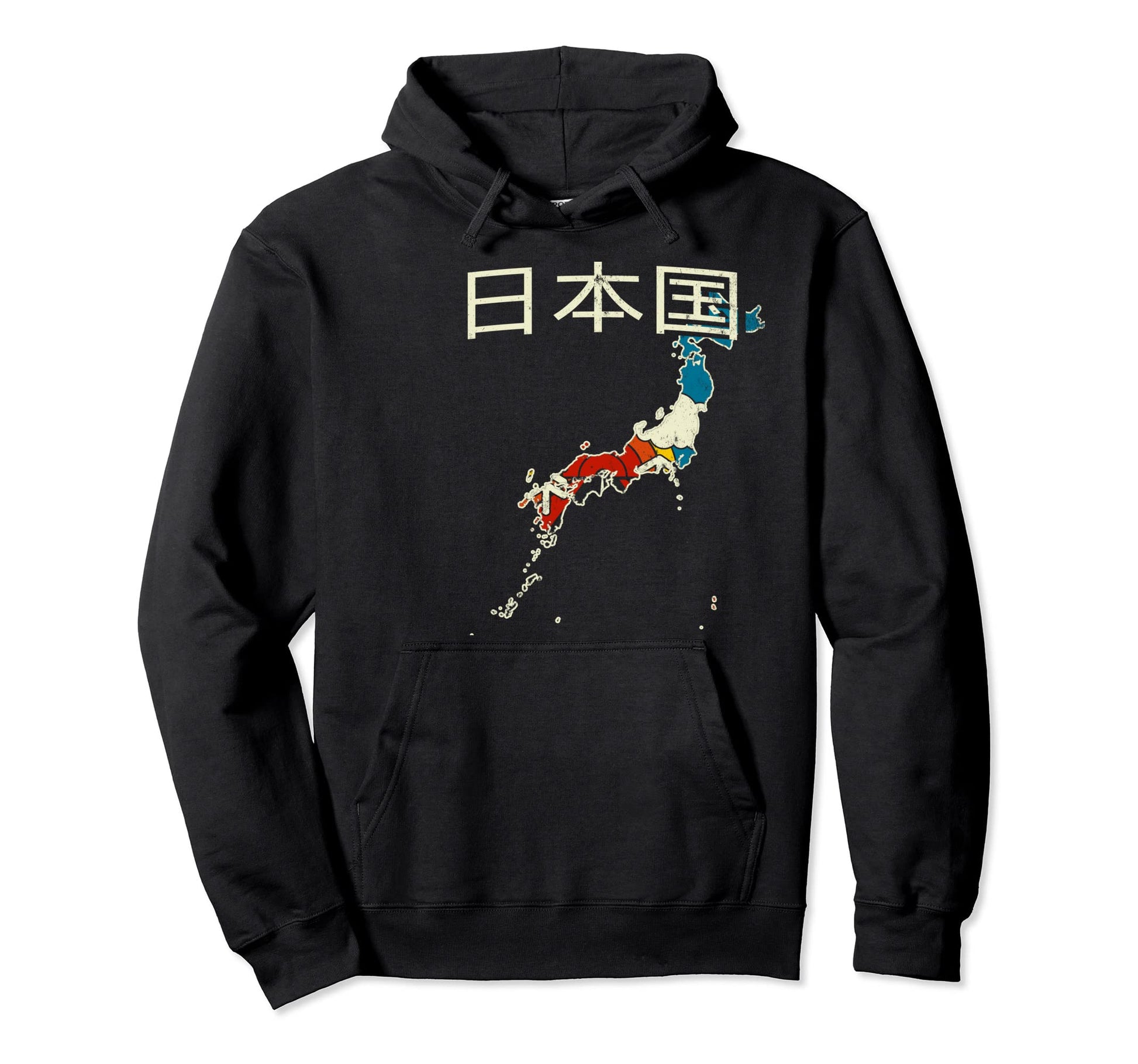 Japan Japanese Country Rainbow 70S Map Hoodie - Trendy Graphic Unisex - T-Shirt, Sweatshirt, Hoodie