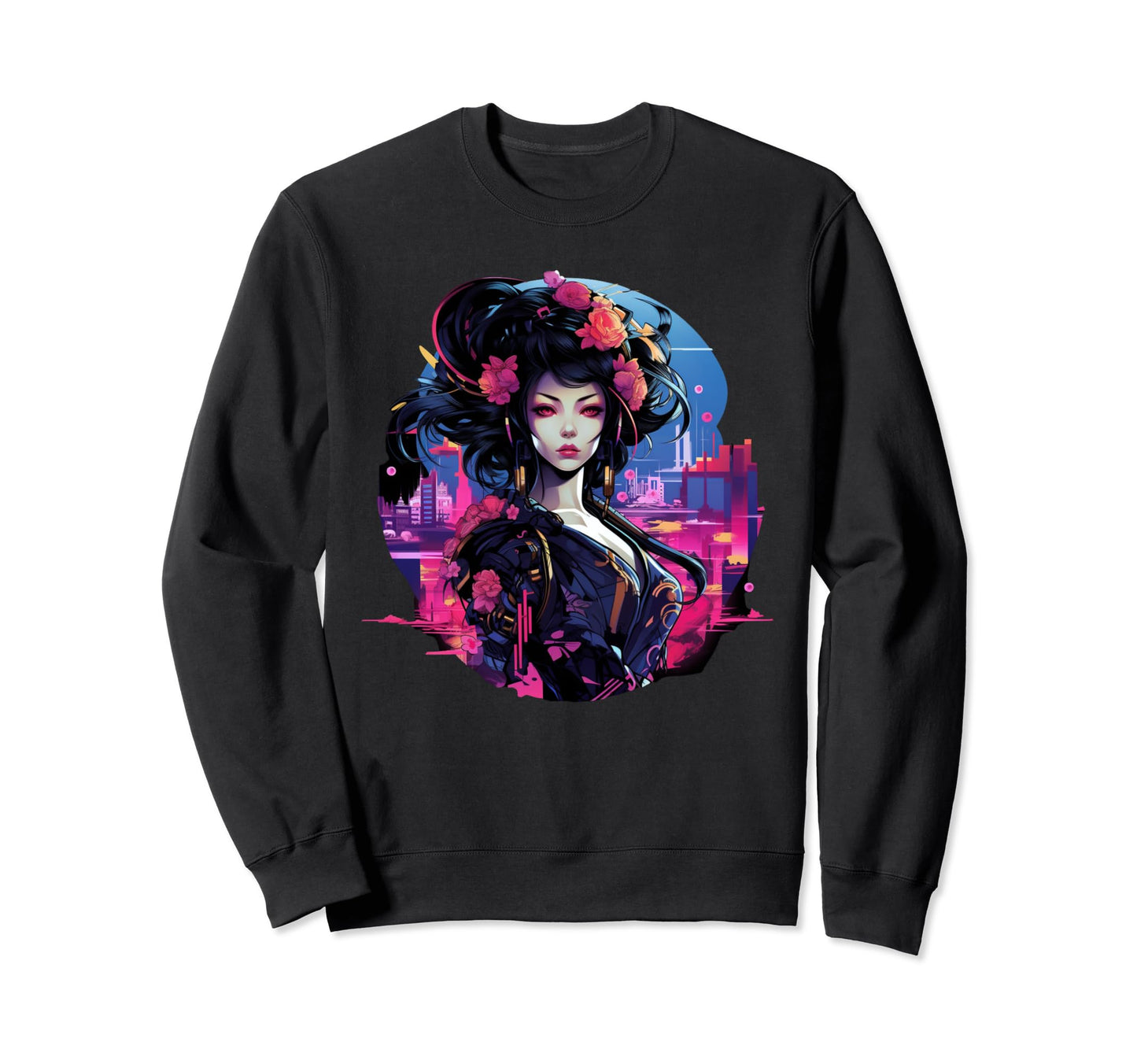 Cyberpunk Japanese Geisha Sweatshirt - Fun Novelty Design Men Women - T-Shirt, Sweatshirt, Hoodie