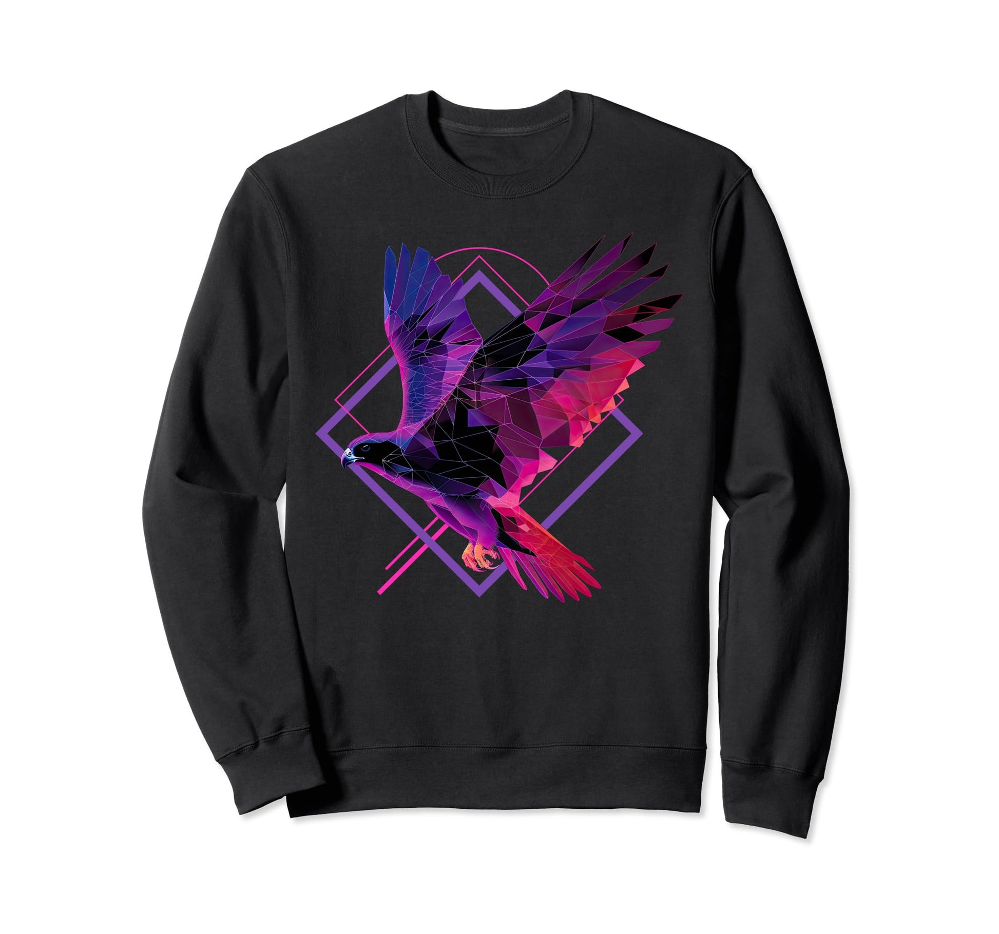 Geometric Falcon Vaporwave Sweatshirt - Aesthetic Graphic for Adults - T-Shirt, Sweatshirt, Hoodie