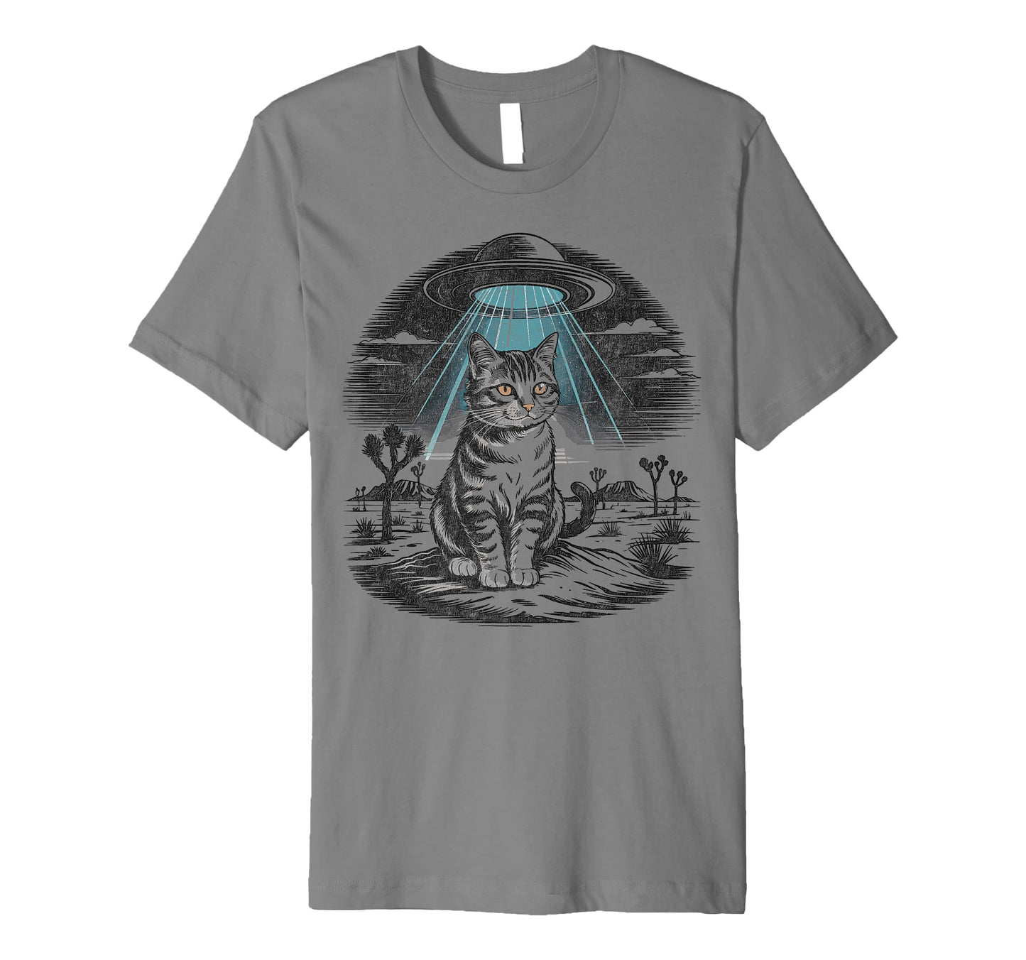 Funny Cat Western Ufo Cowboy Cat T-Shirt - Casual Everyday Wear Men Women - T-Shirt, Sweatshirt, Hoodie