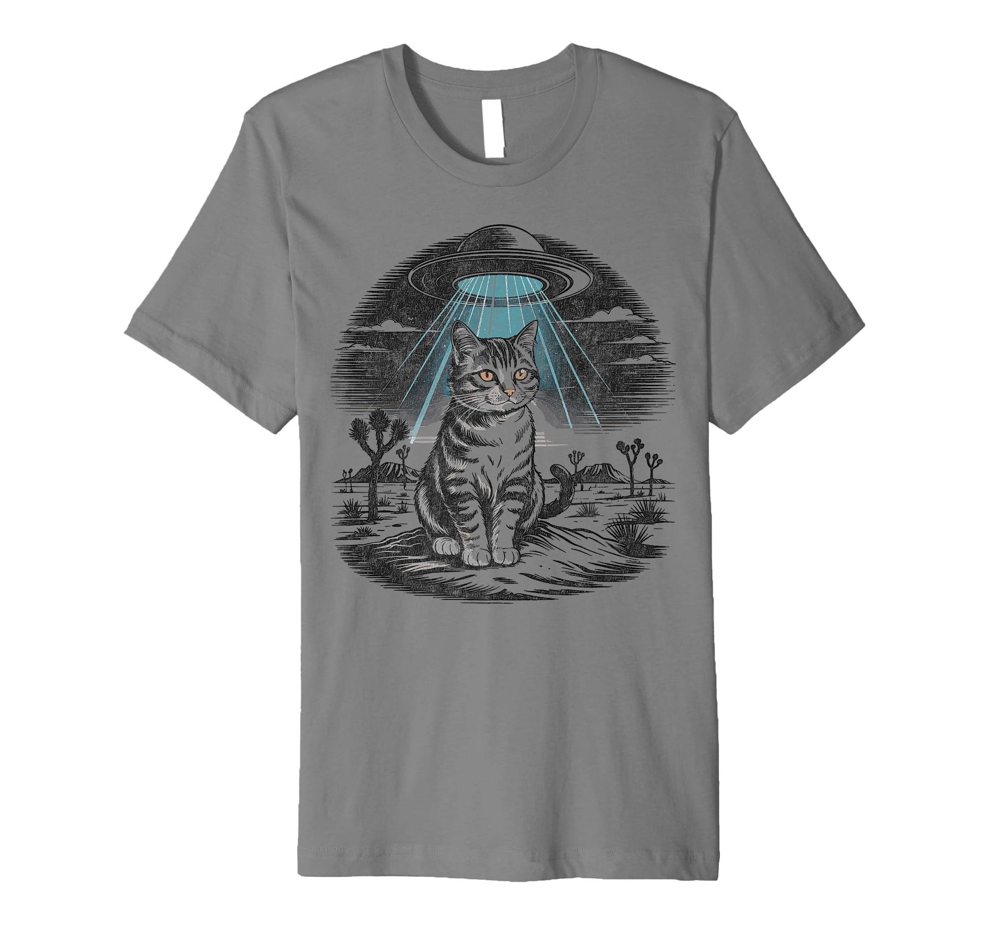 Funny Cat Western Ufo Cowboy Cat T-Shirt - Casual Everyday Wear Men Women - T-Shirt, Sweatshirt, Hoodie
