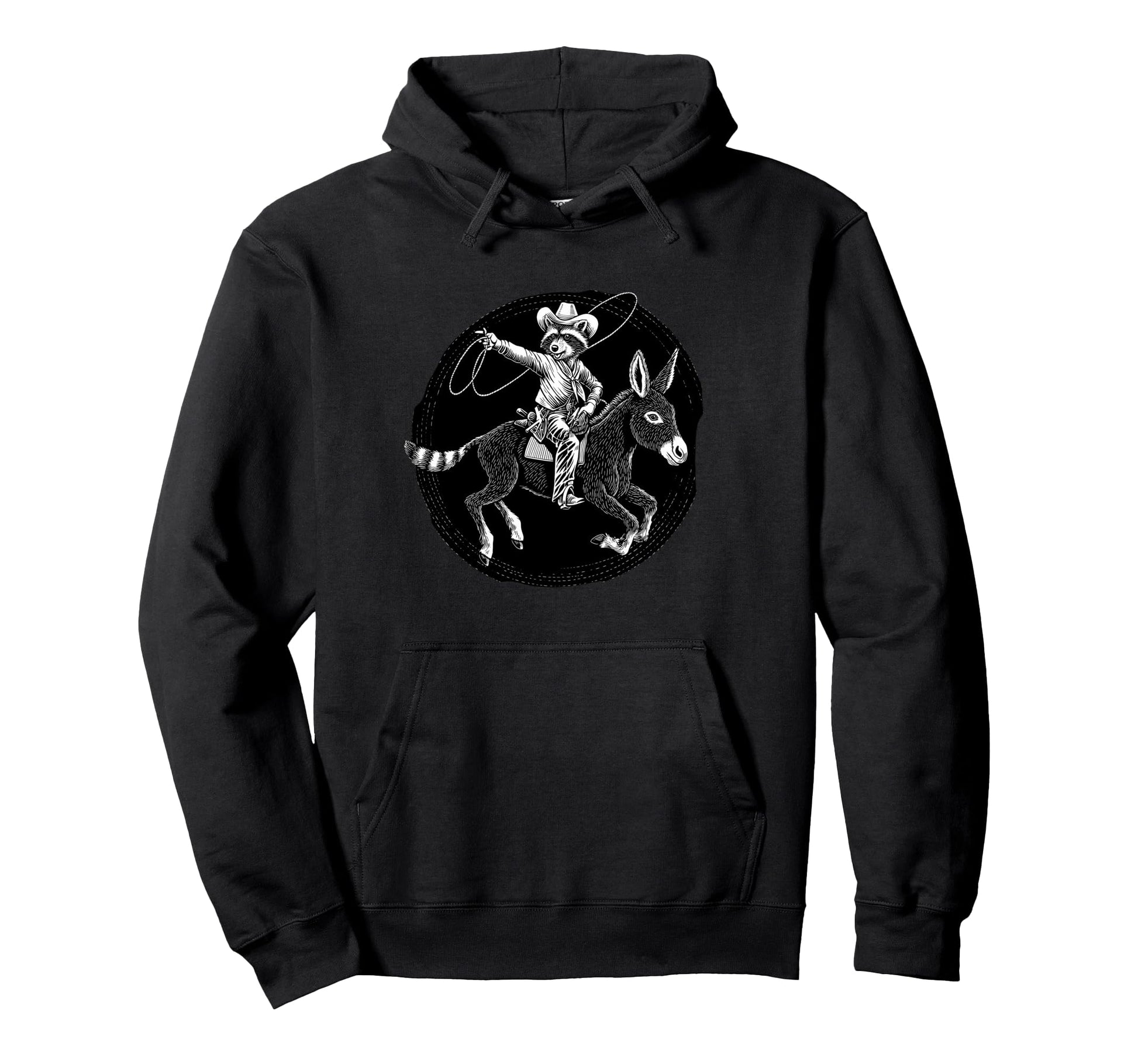 Raccoon Cowboy Rodeo Cowgirl Western Hoodie - Trendy Graphic for Adults - T-Shirt, Sweatshirt, Hoodie