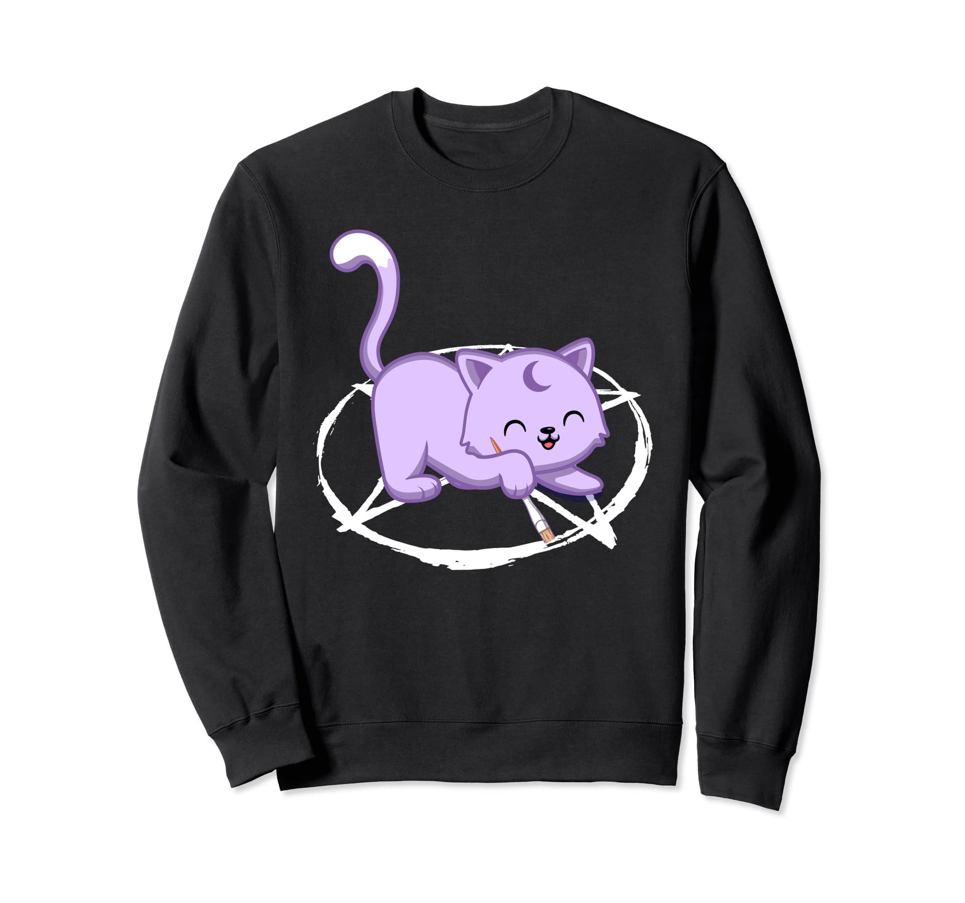 Cat Goth Pentagram Cat Sweatshirt - Graphic Print Unisex - T-Shirt, Sweatshirt, Hoodie