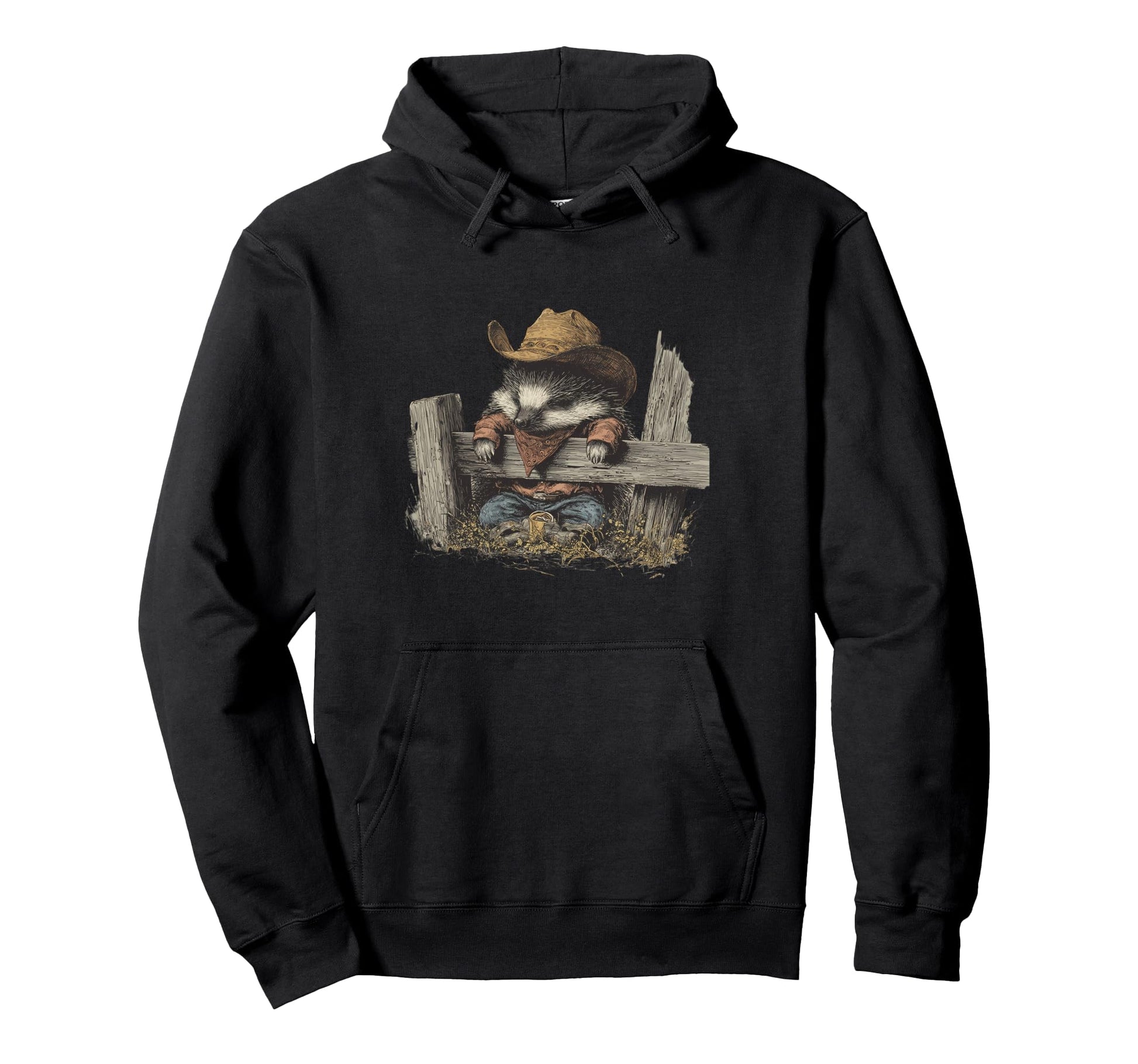 Hedgehog Cowboy Rodeo Cowgirl Western Hoodie - Custom Art Print Unisex - T-Shirt, Sweatshirt, Hoodie
