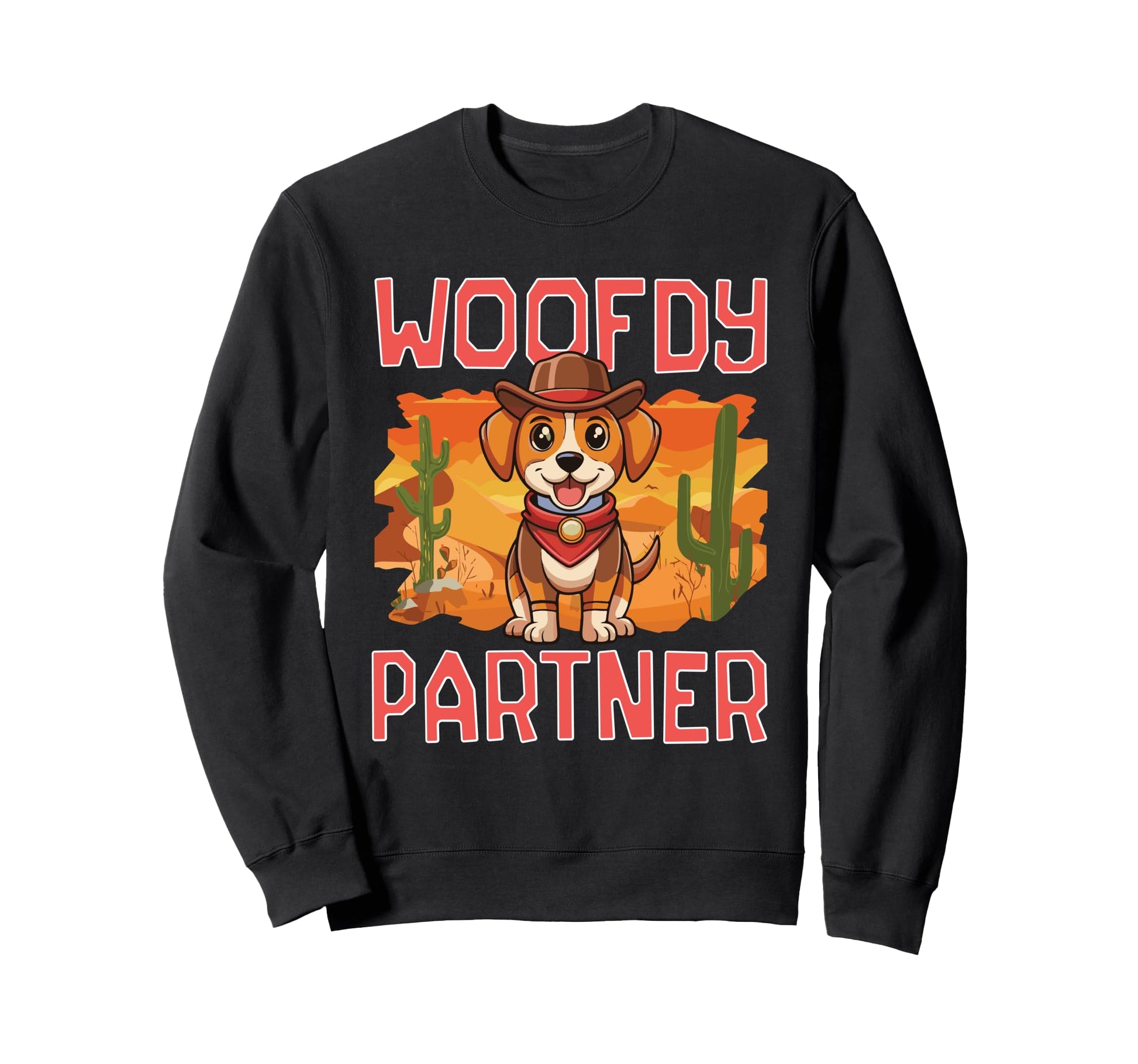 Woofdy Partner Cowboy Dog Howdy Sweatshirt - Minimalist Print Men Women - T-Shirt, Sweatshirt, Hoodie