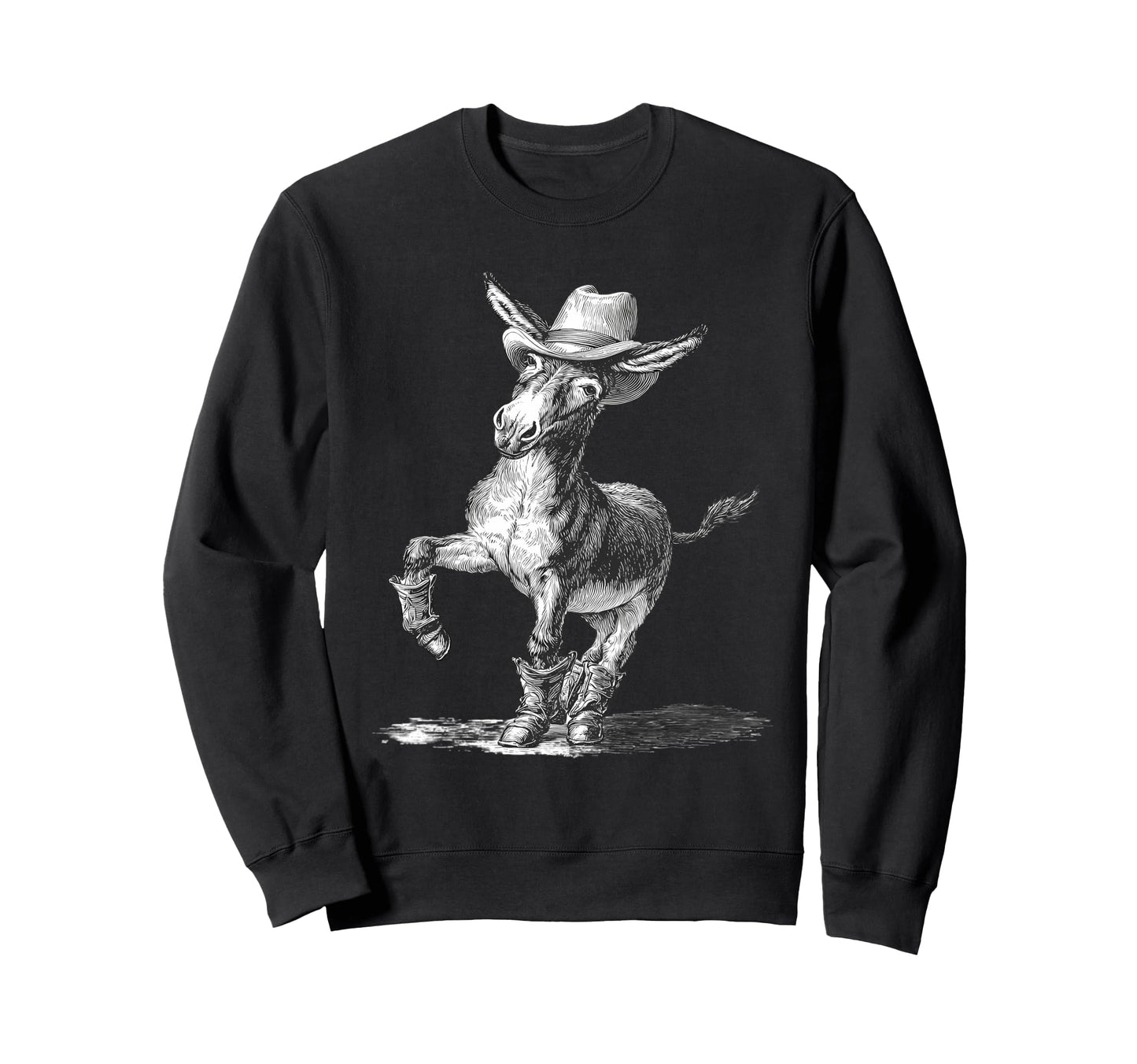 Country Cowboy Donkey Rodeo Sweatshirt - Custom Art Print Men Women - T-Shirt, Sweatshirt, Hoodie