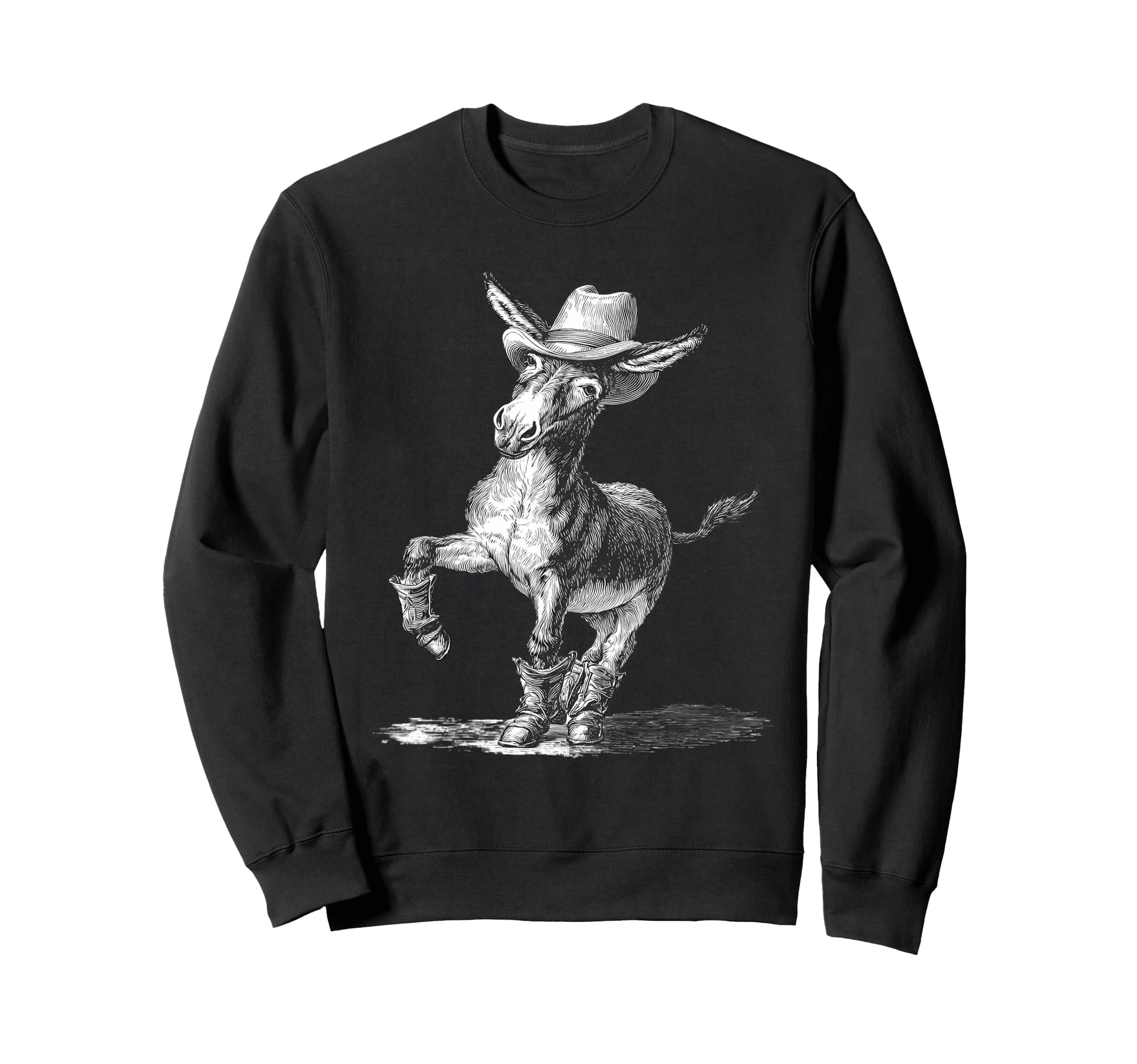 Country Cowboy Donkey Rodeo Sweatshirt - Custom Art Print Men Women - T-Shirt, Sweatshirt, Hoodie