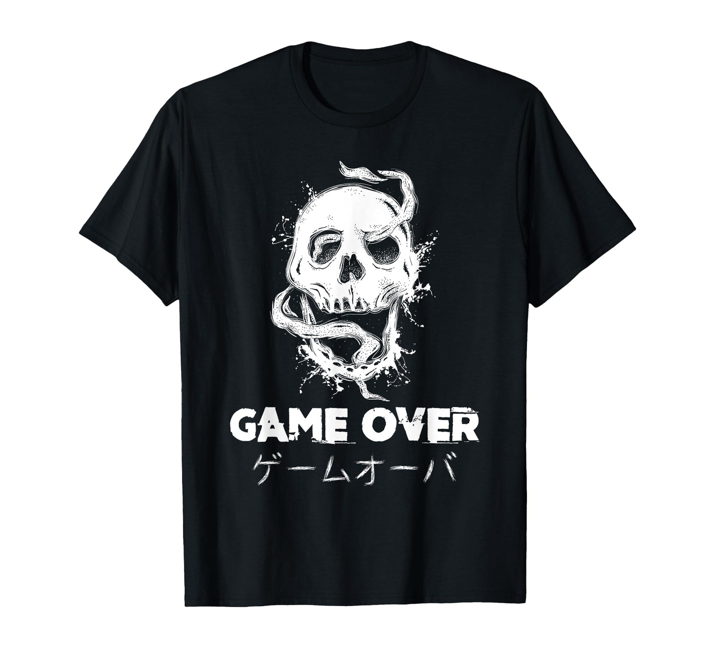 Game Over Skull Japanese Kanji T-Shirt - Aesthetic Graphic for Adults - T-Shirt, Sweatshirt, Hoodie