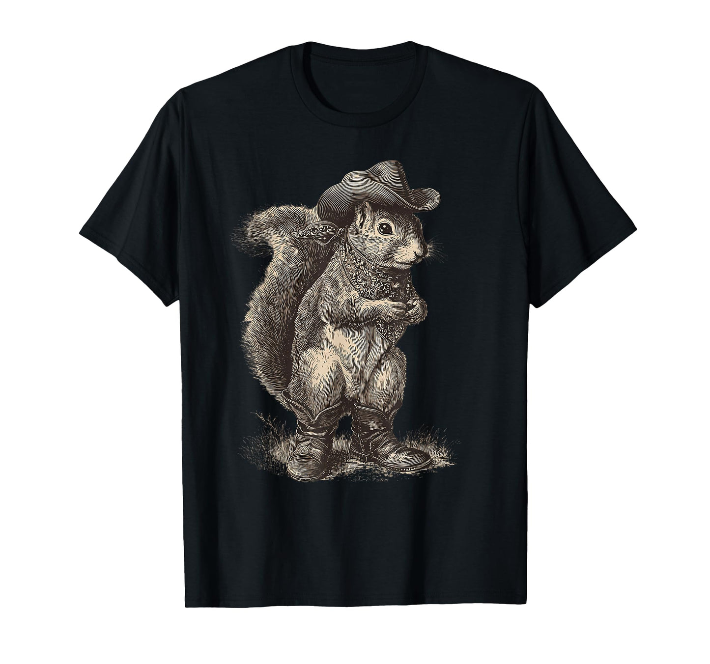 Country Cowboy Squirrel Rodeo Cowgirl T-Shirt - Graphic Print Unisex - T-Shirt, Sweatshirt, Hoodie