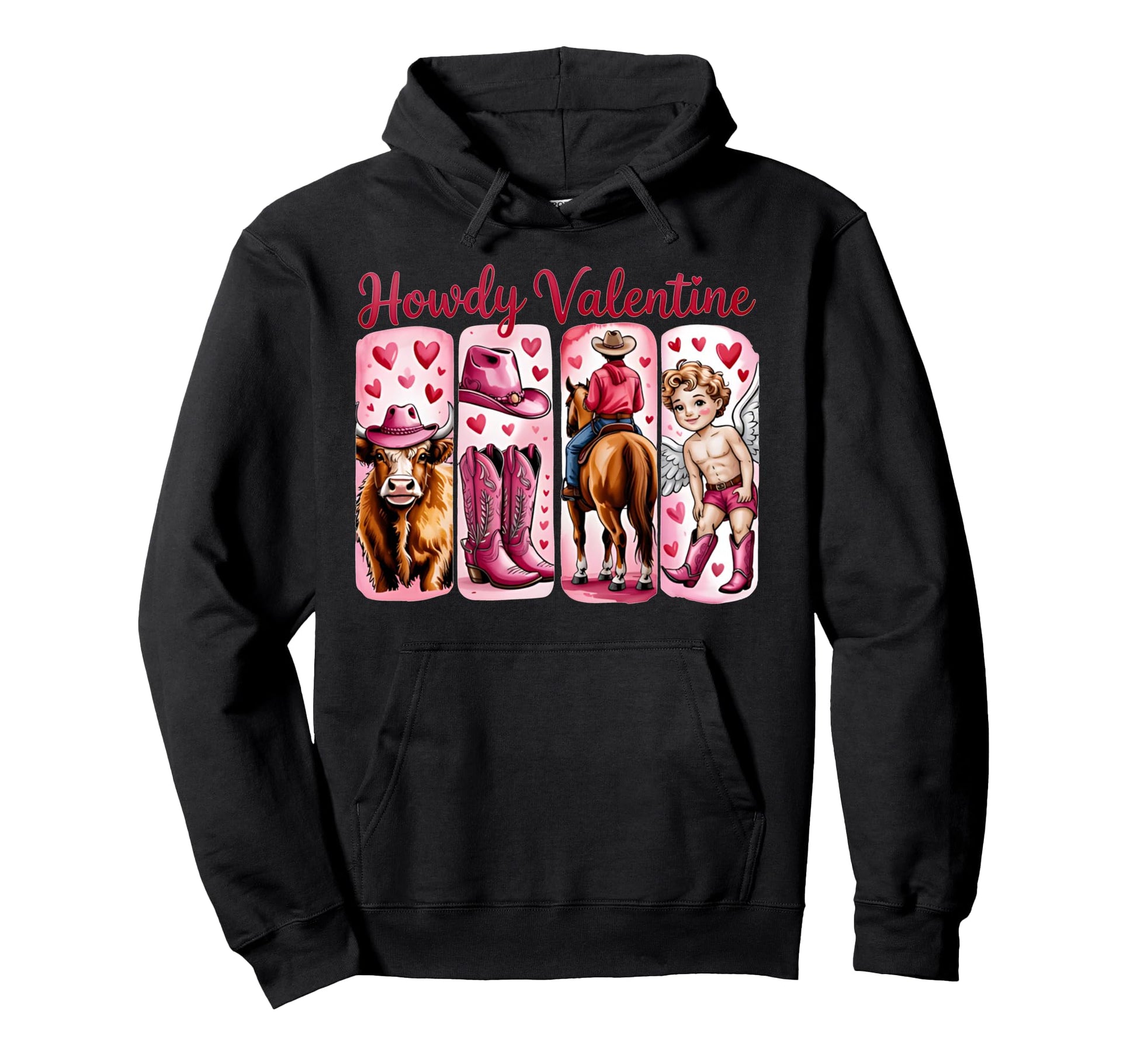 Howdy Valentine Cowboy Western Love Hoodie - Minimalist Print Men Women - T-Shirt, Sweatshirt, Hoodie