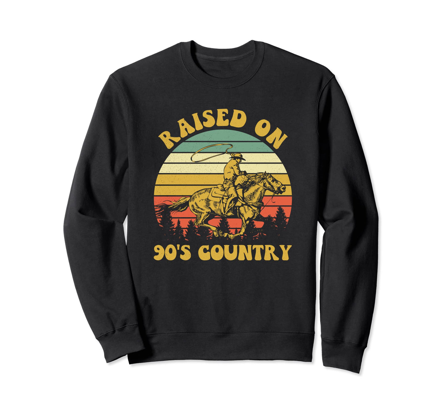 Western Cowboy Horse Riding Raised Sweatshirt - Fun Novelty Design Unisex - T-Shirt, Sweatshirt, Hoodie