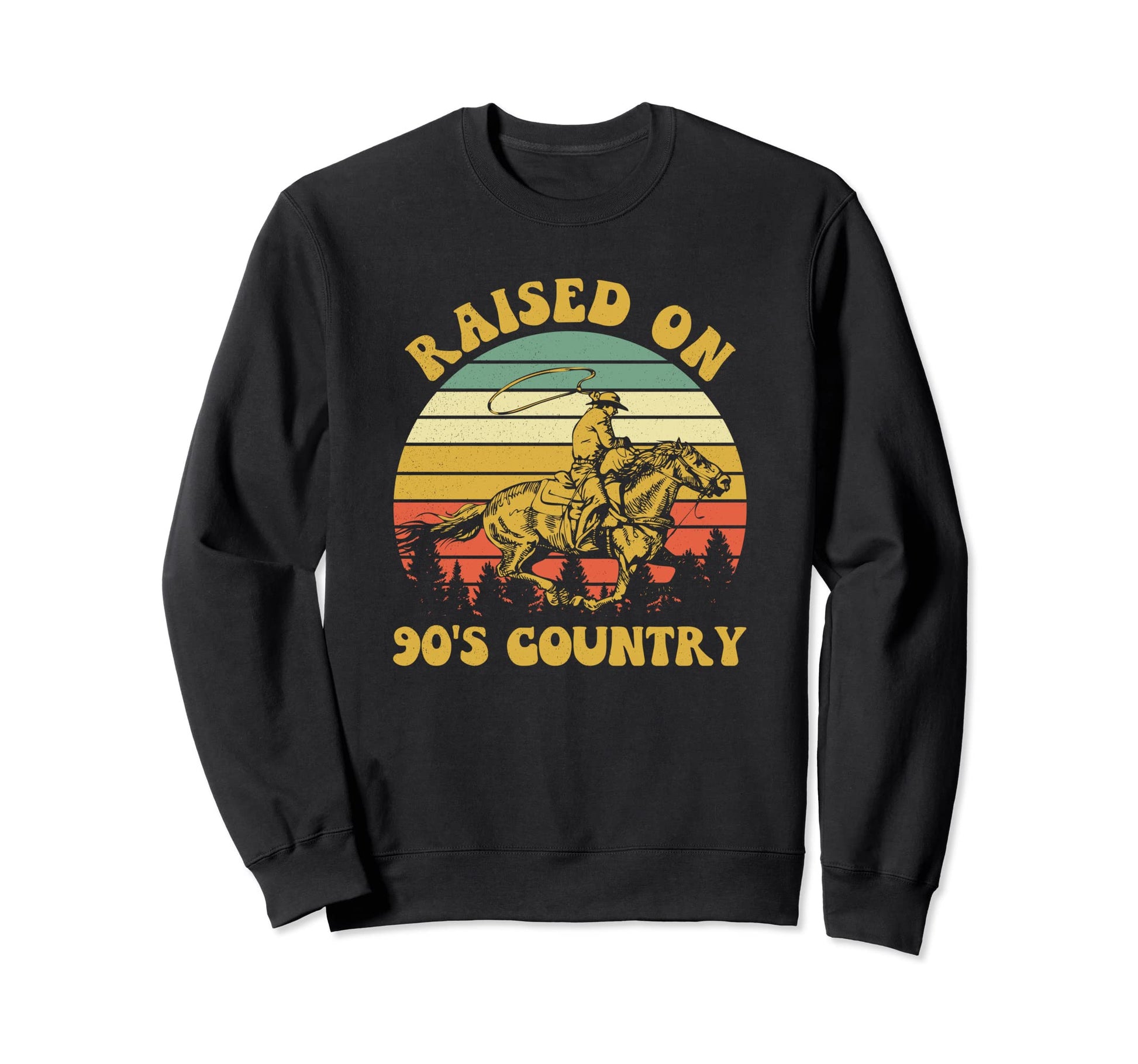 Western Cowboy Horse Riding Raised Sweatshirt - Fun Novelty Design Unisex - T-Shirt, Sweatshirt, Hoodie