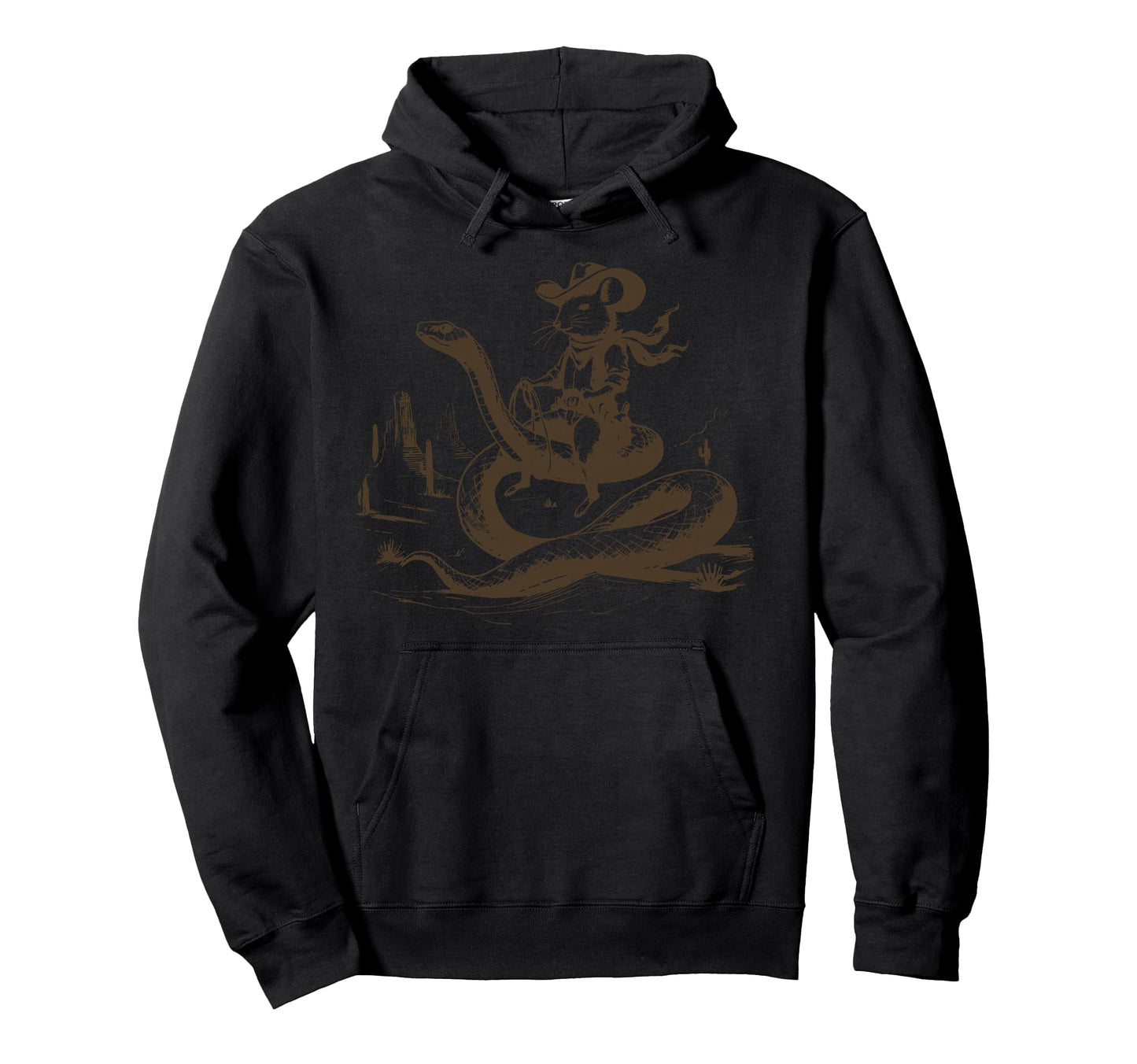 Mouse Cowboy Riding Snake Western Hoodie - Fun Novelty Design Men Women - T-Shirt, Sweatshirt, Hoodie